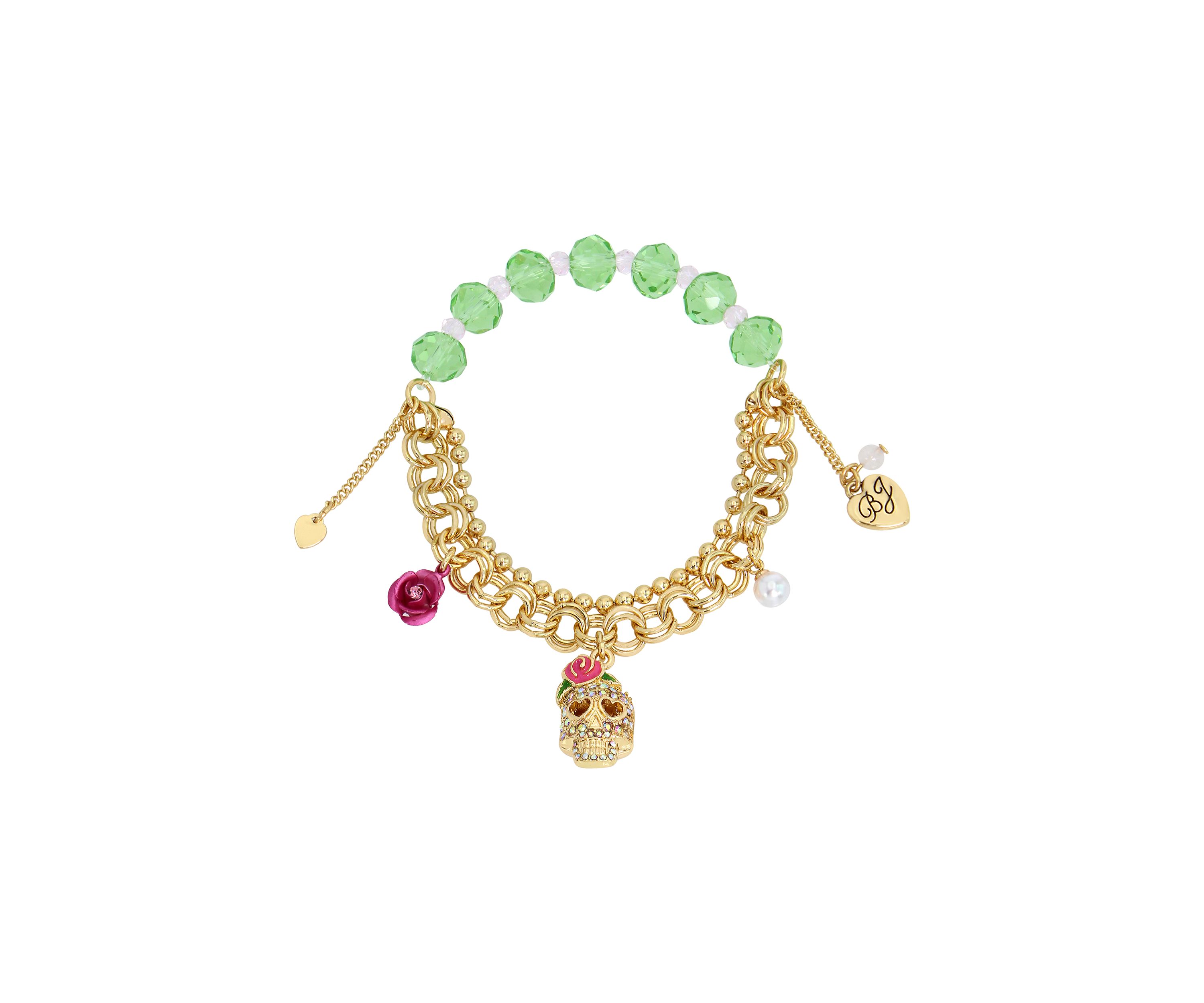 Skull Charm Beaded Stretch Bracelet