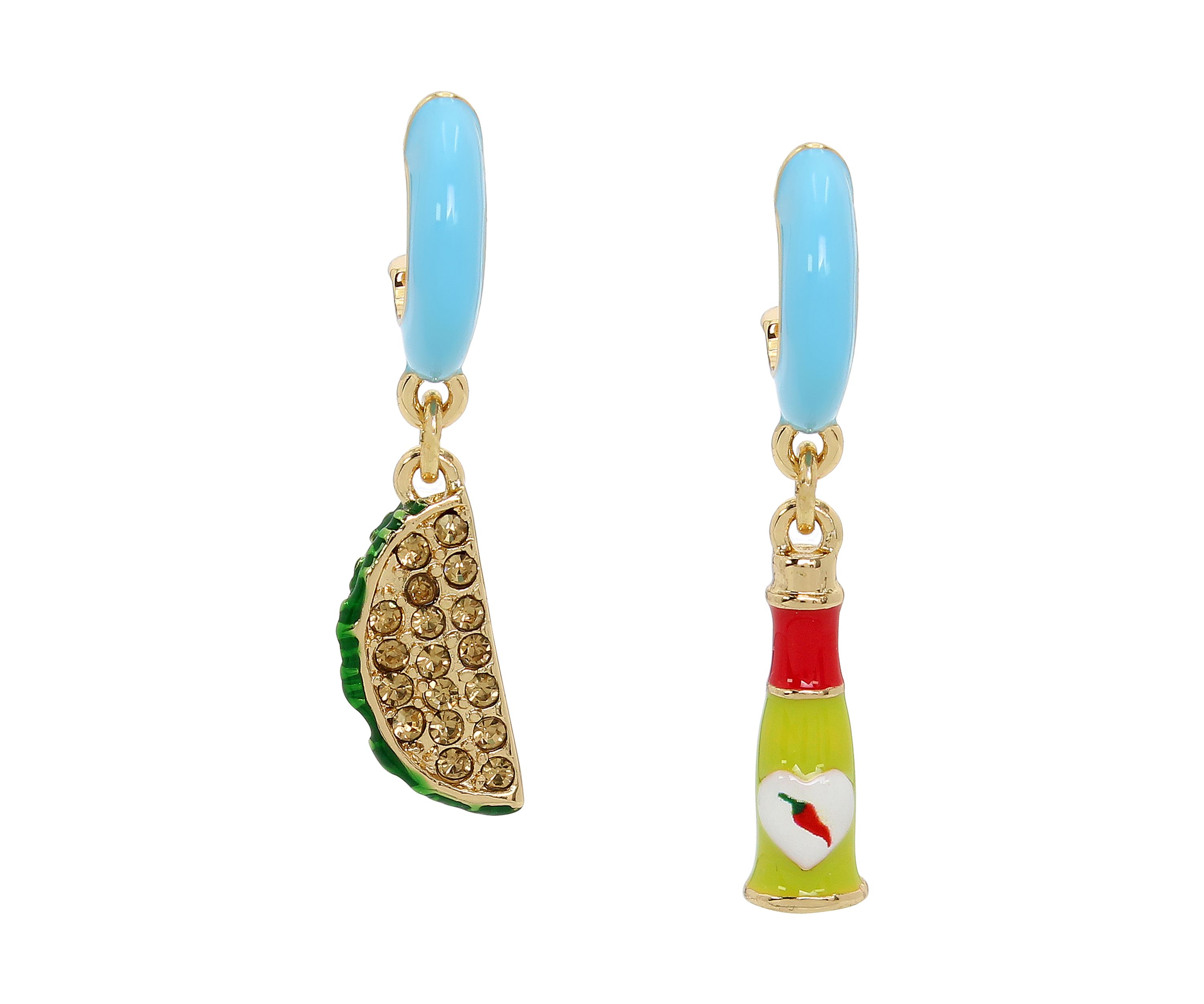 Taco Mismatch Charm Huggie Drop Earrings