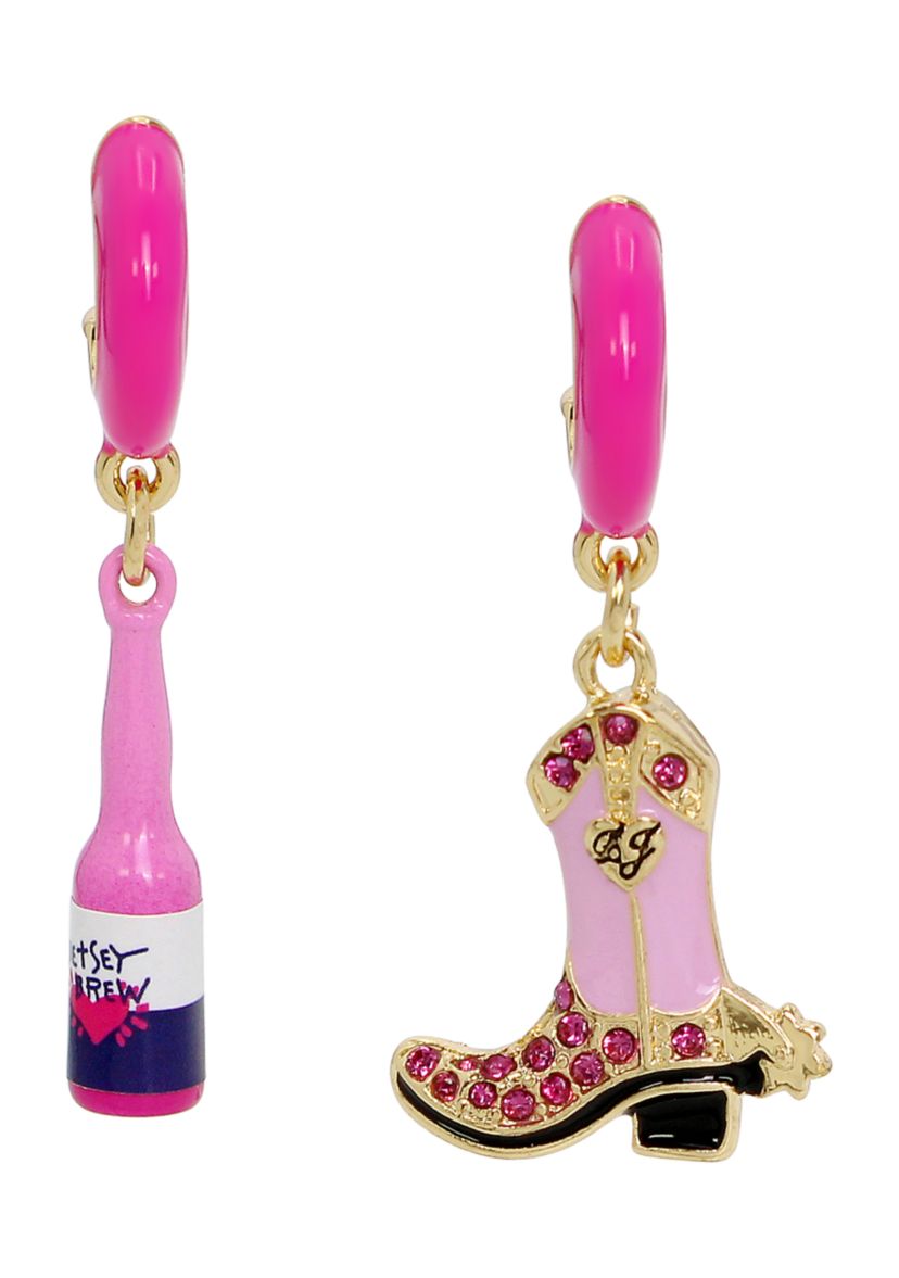 Cowgirl Mismatch Charm Huggie Drop Earrings