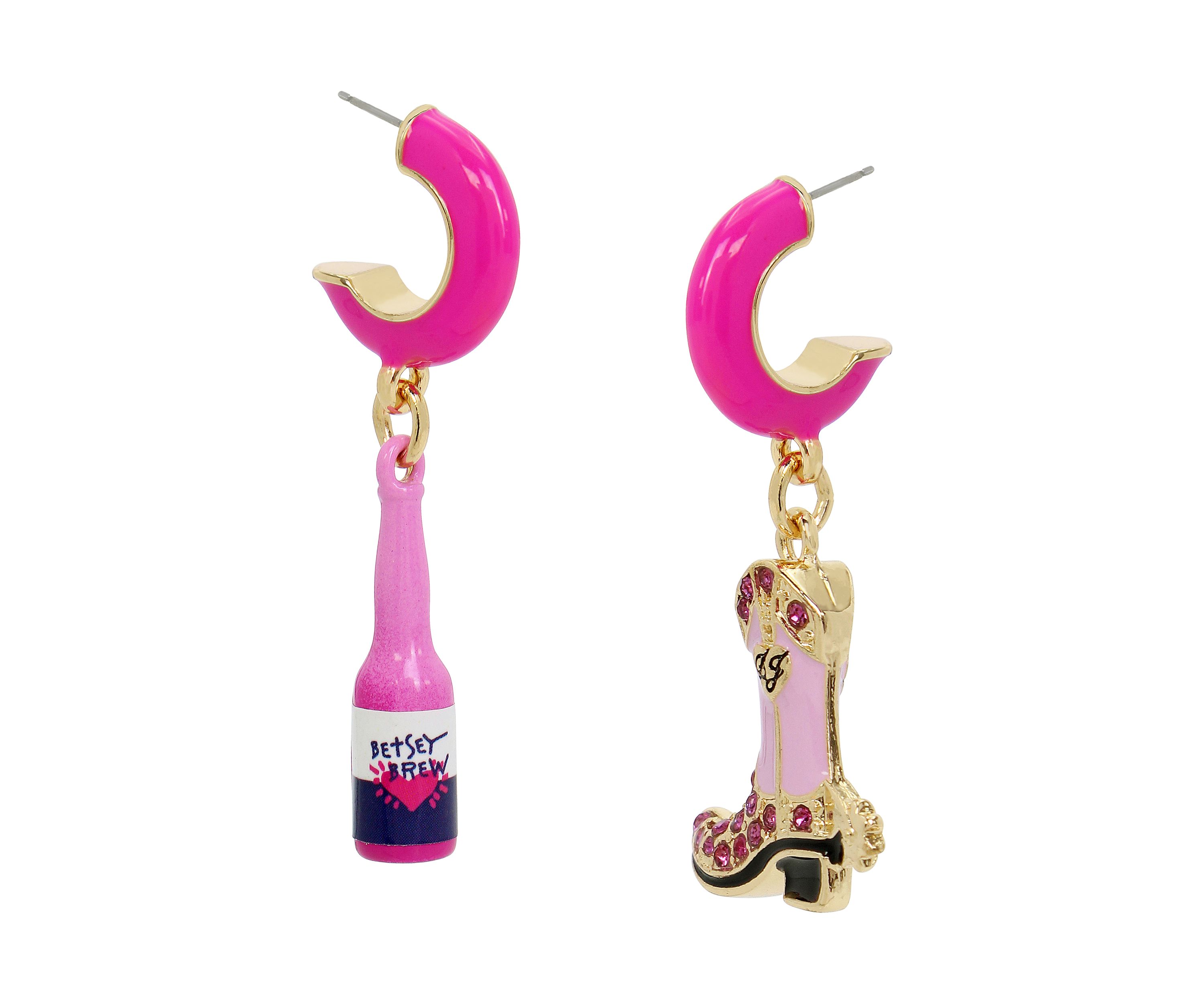 Cowgirl Mismatch Charm Huggie Drop Earrings