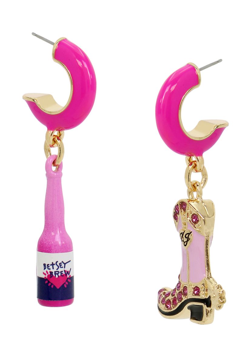 Cowgirl Mismatch Charm Huggie Drop Earrings