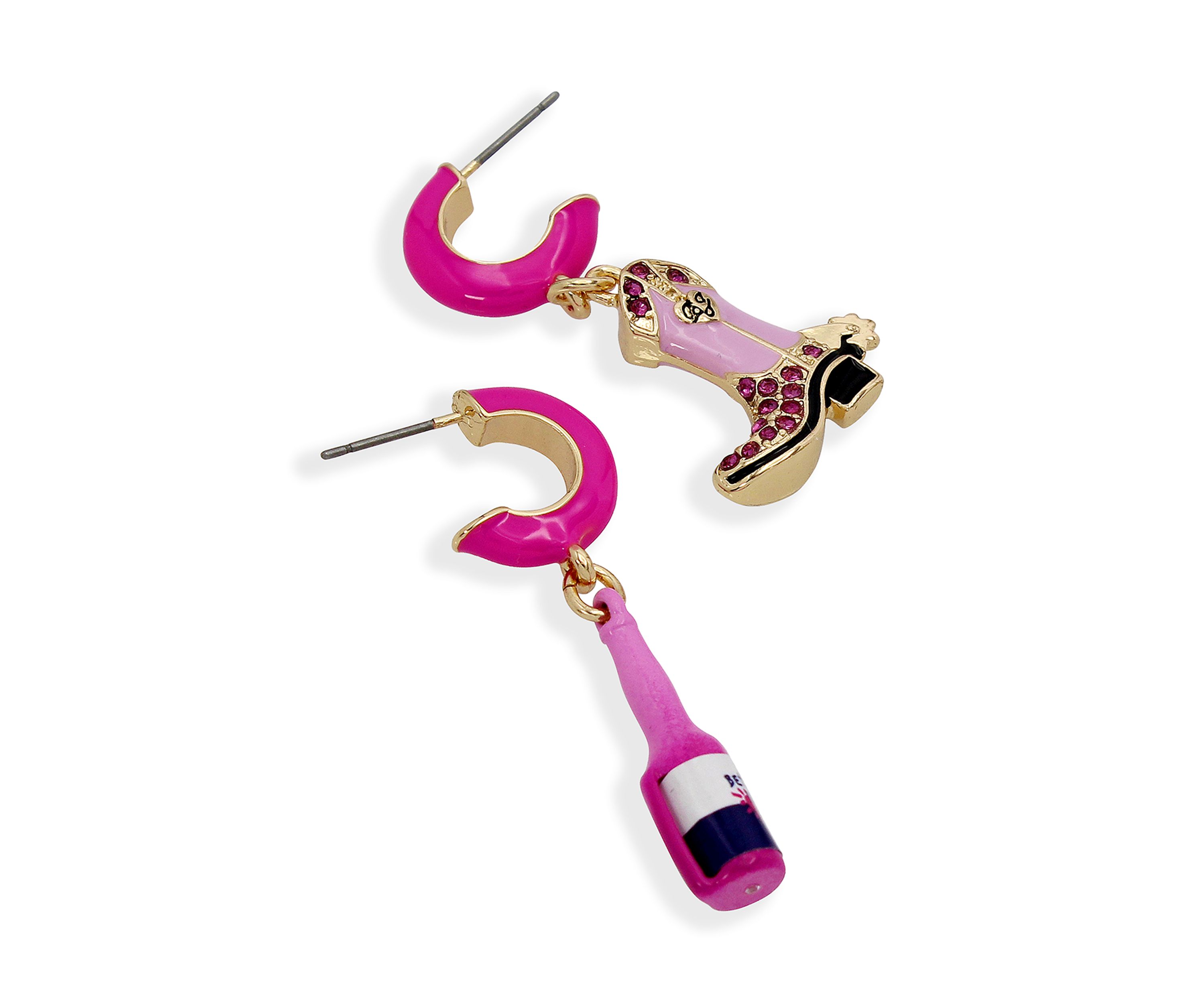 Cowgirl Mismatch Charm Huggie Drop Earrings
