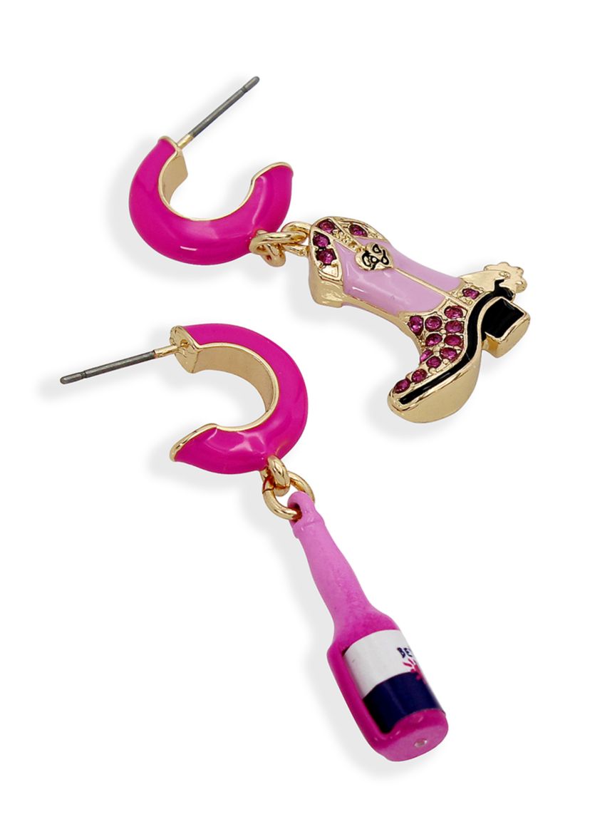 Cowgirl Mismatch Charm Huggie Drop Earrings