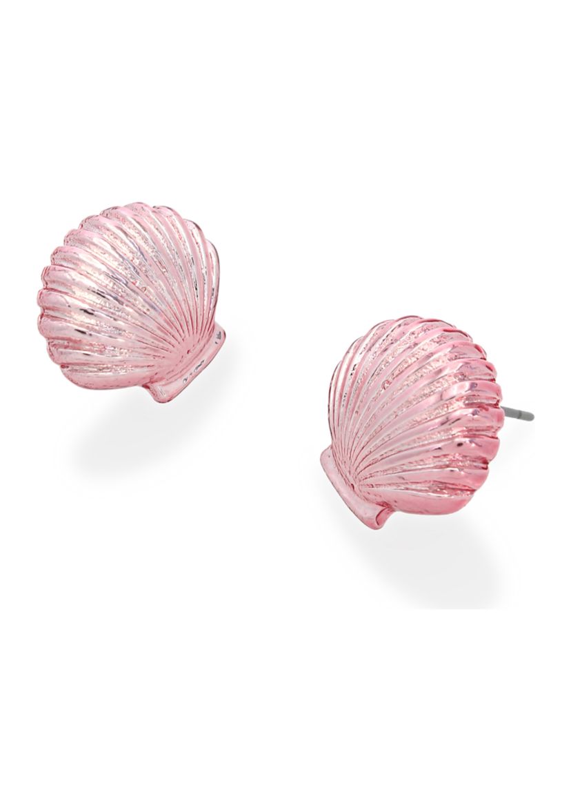 Pink Seashell Stud Earrings