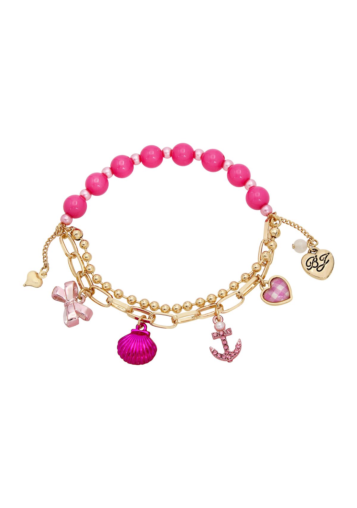 Seashell & Anchor Charm Stretch Bracelet