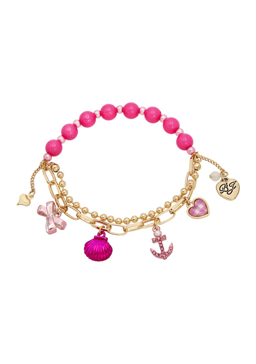 Seashell & Anchor Charm Stretch Bracelet