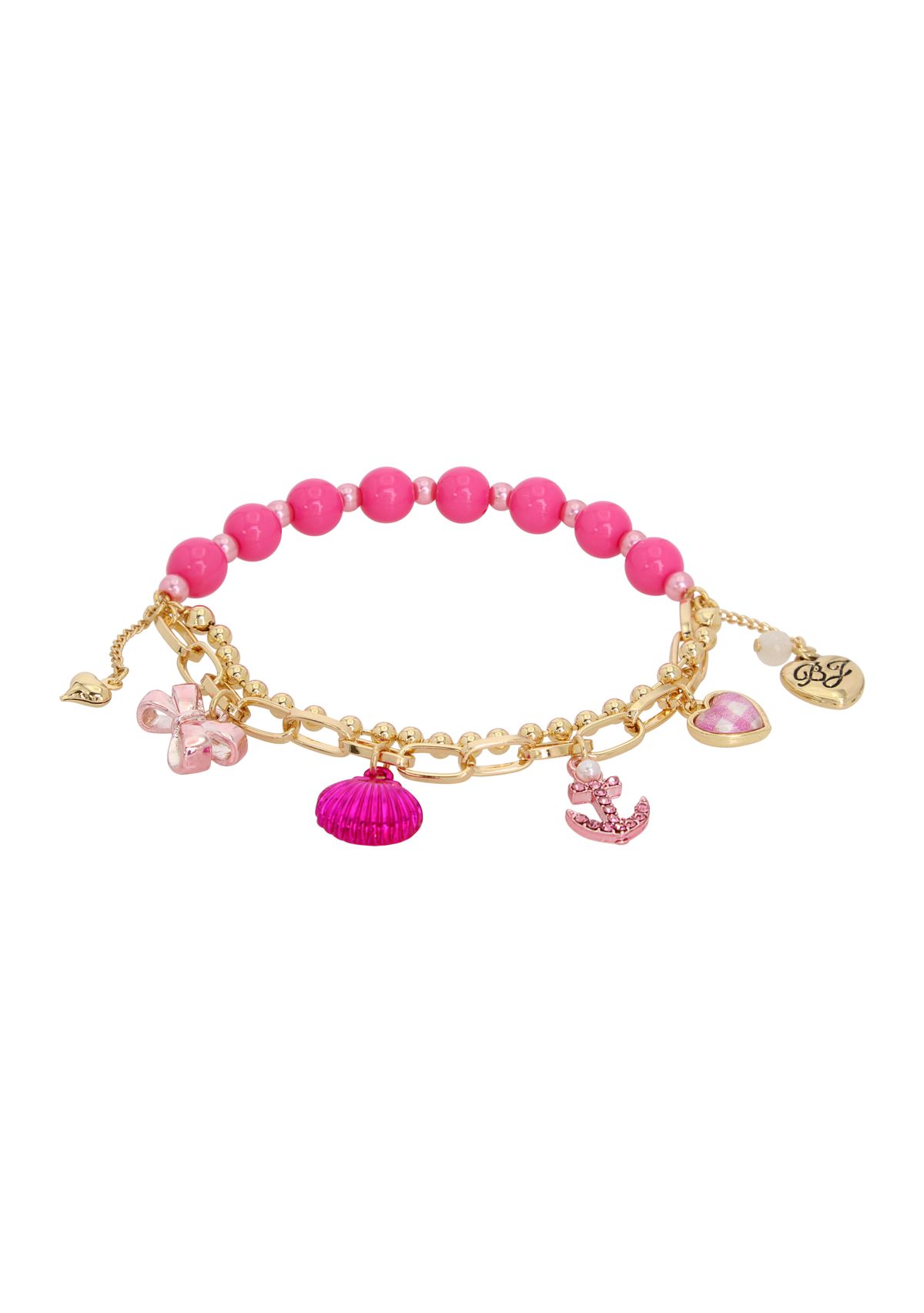 Seashell & Anchor Charm Stretch Bracelet