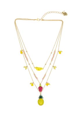 Betsey Johnson Fruit Charm Layered Necklace