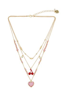 Betsey Johnson Heart Charm Layered Necklace