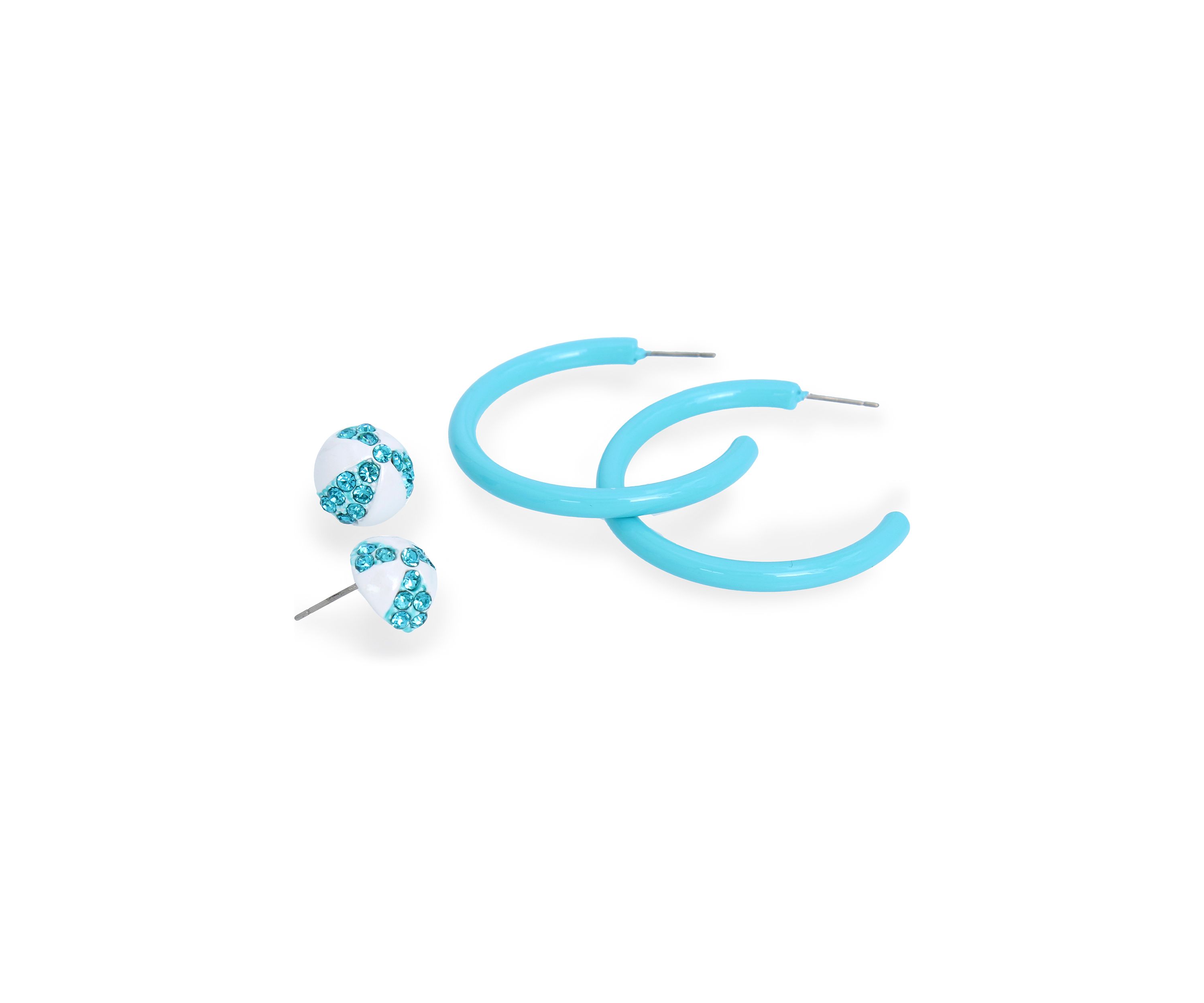 Beach Ball Stud and Hoop Duo Earrings Set