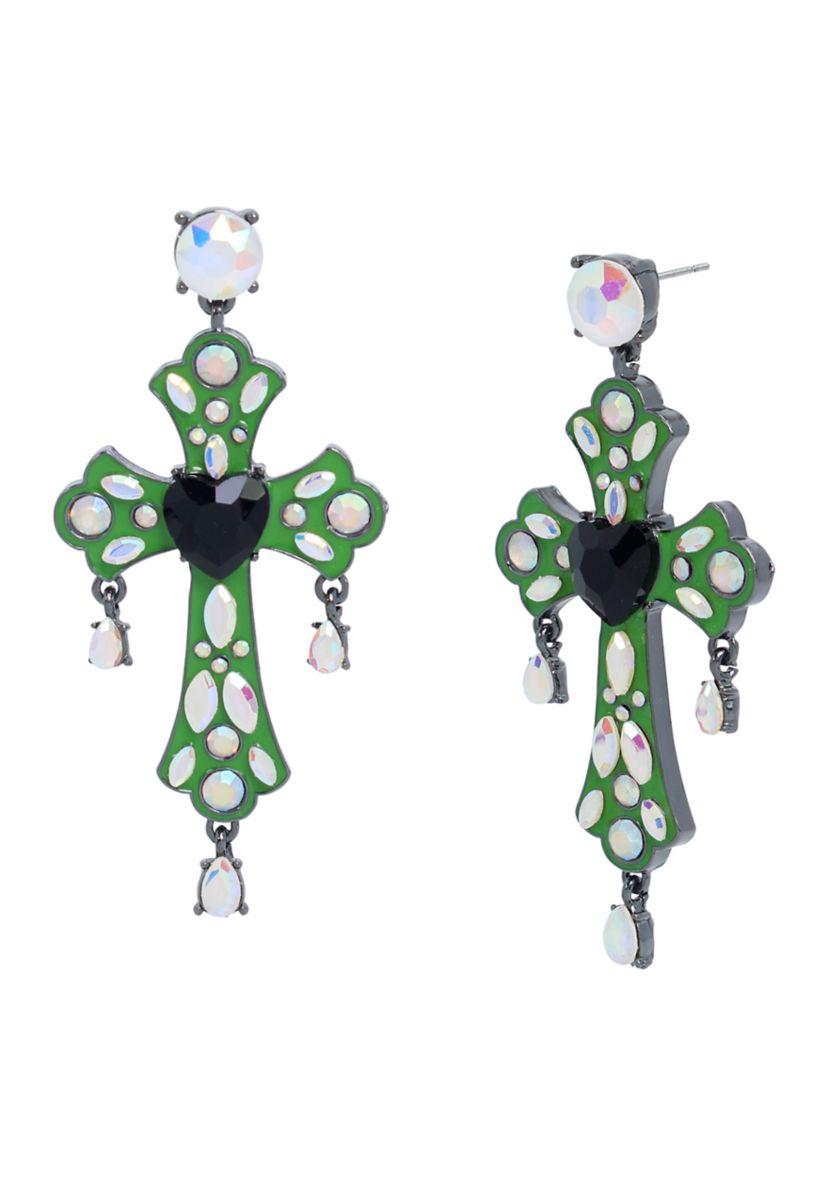 Cross Statement Drop Earrings