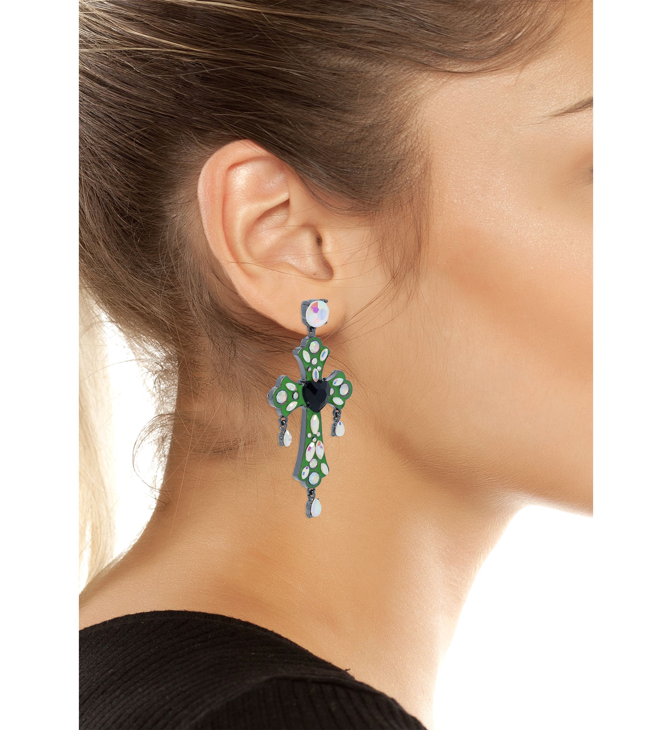 Cross Statement Drop Earrings