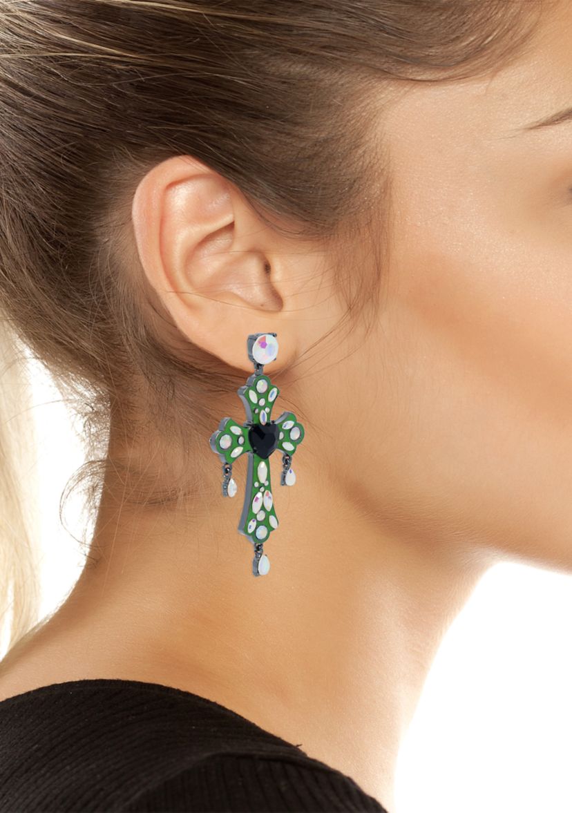 Cross Statement Drop Earrings
