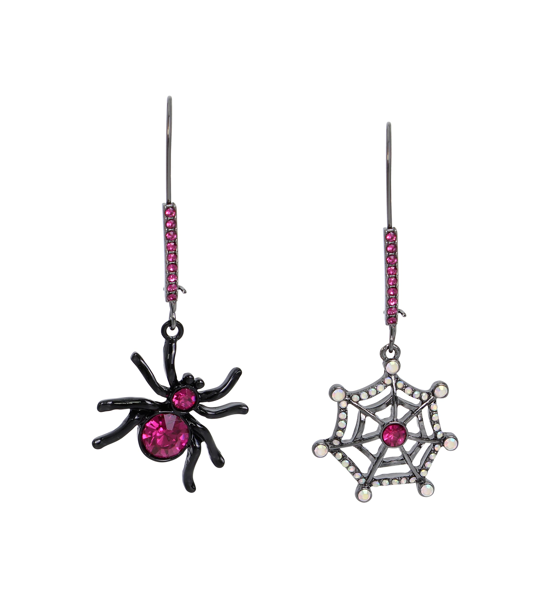 Spider Web Mismatch Dangle Earrings
