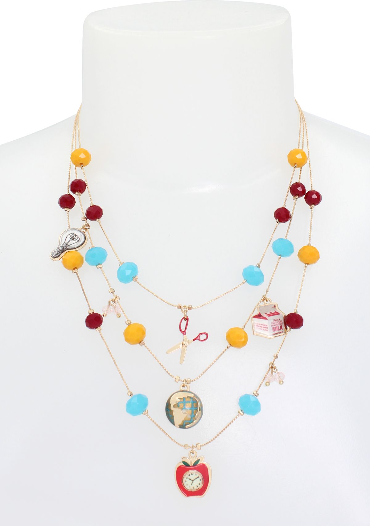 Back to School Charm Layered Necklace