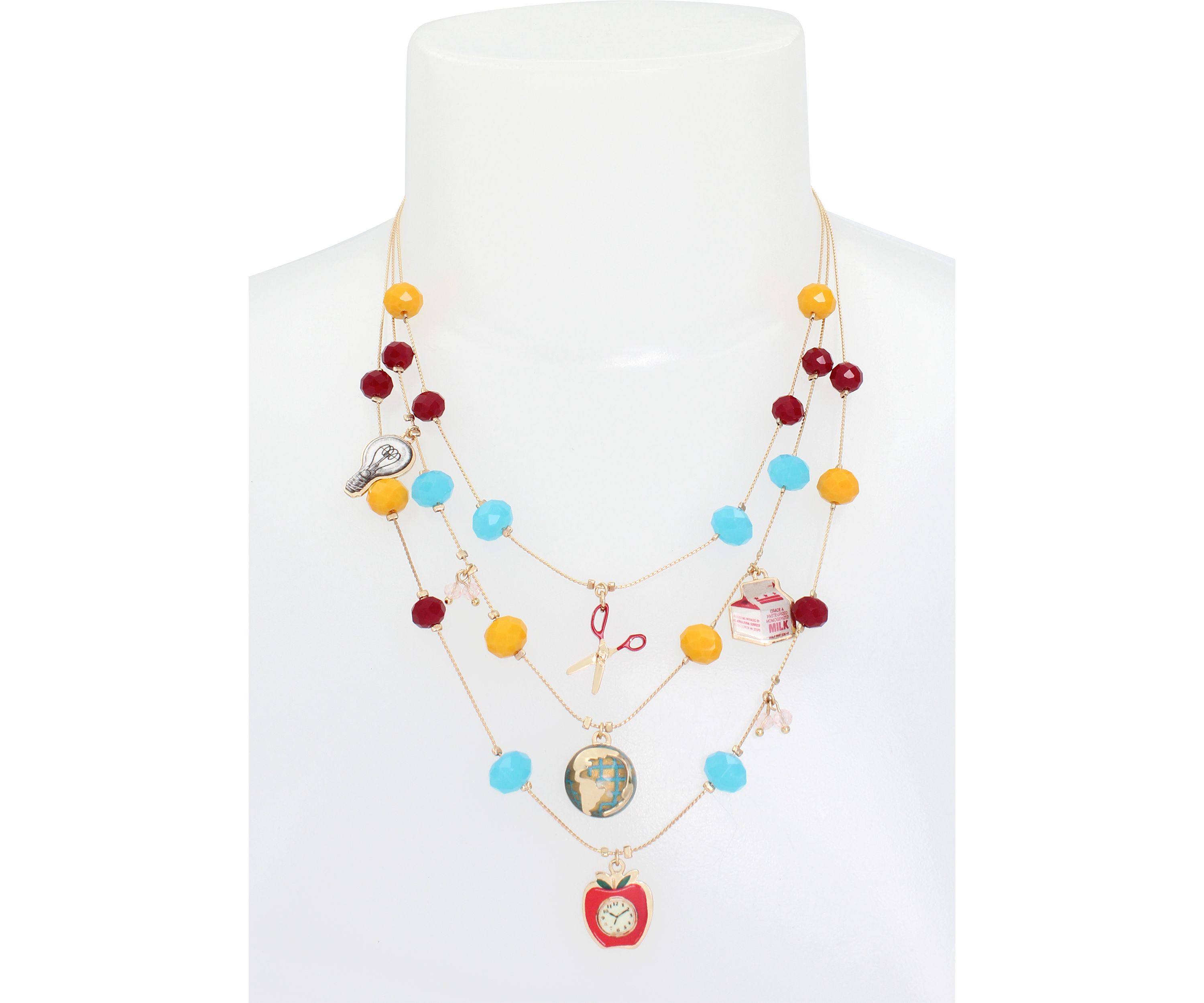Back to School Charm Layered Necklace