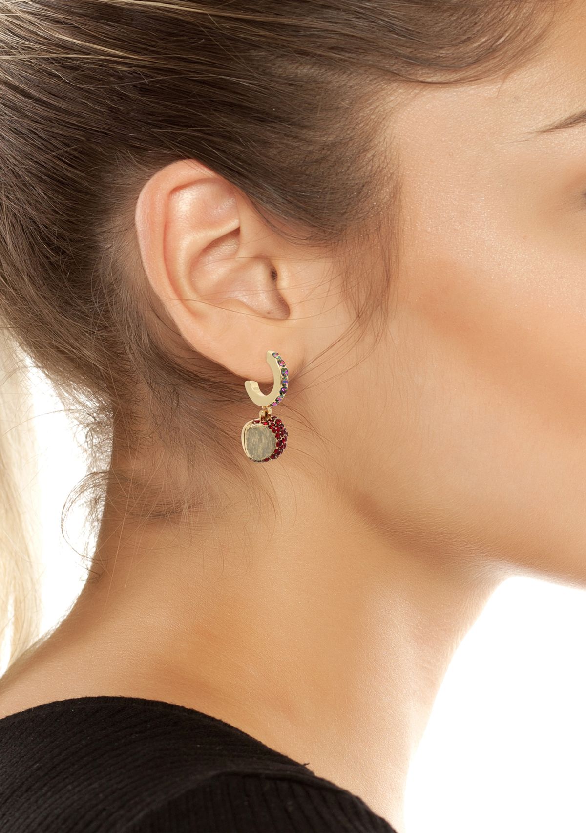 Apple Charm Huggie Earrings