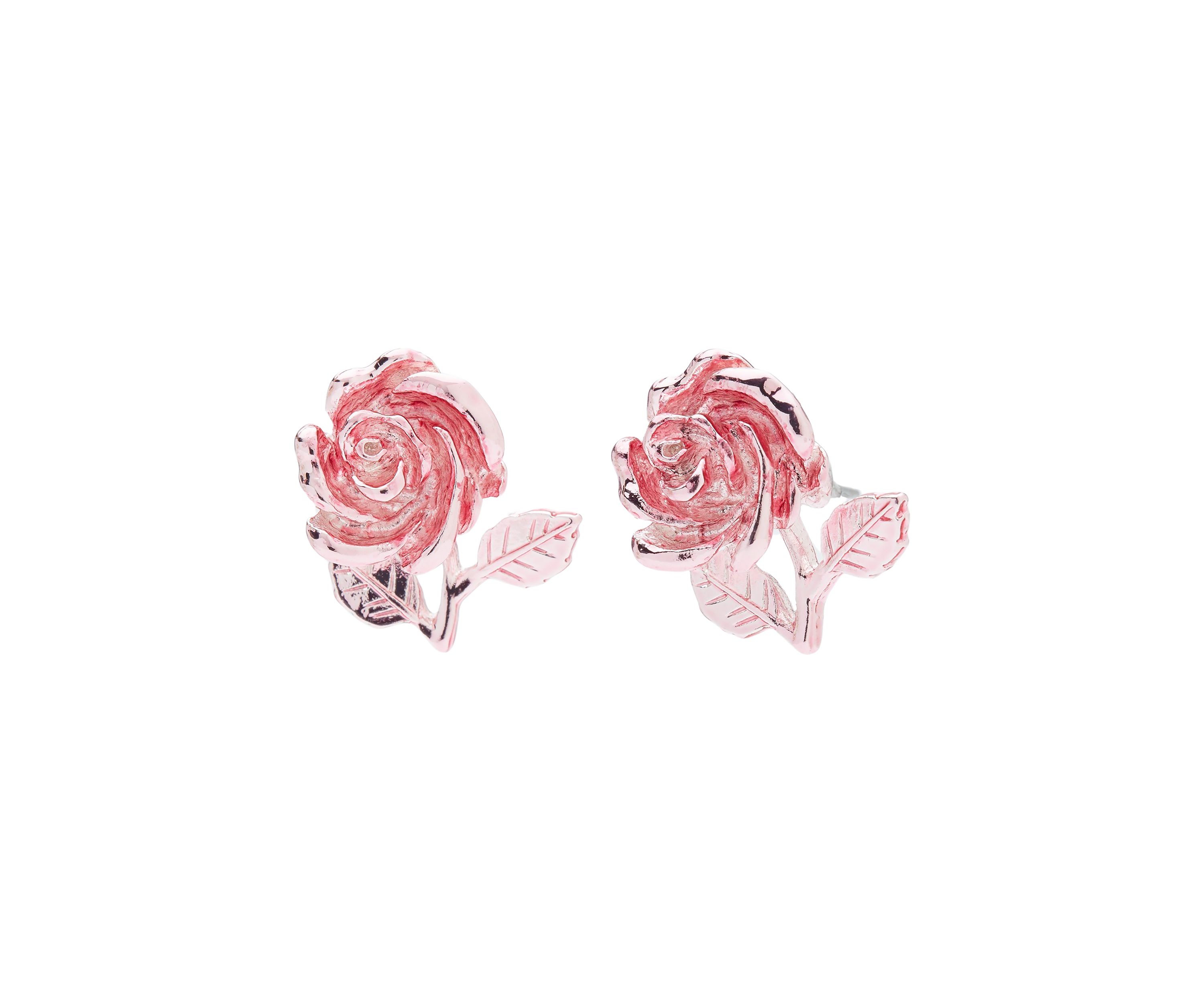Pink Rose Stud Earrings