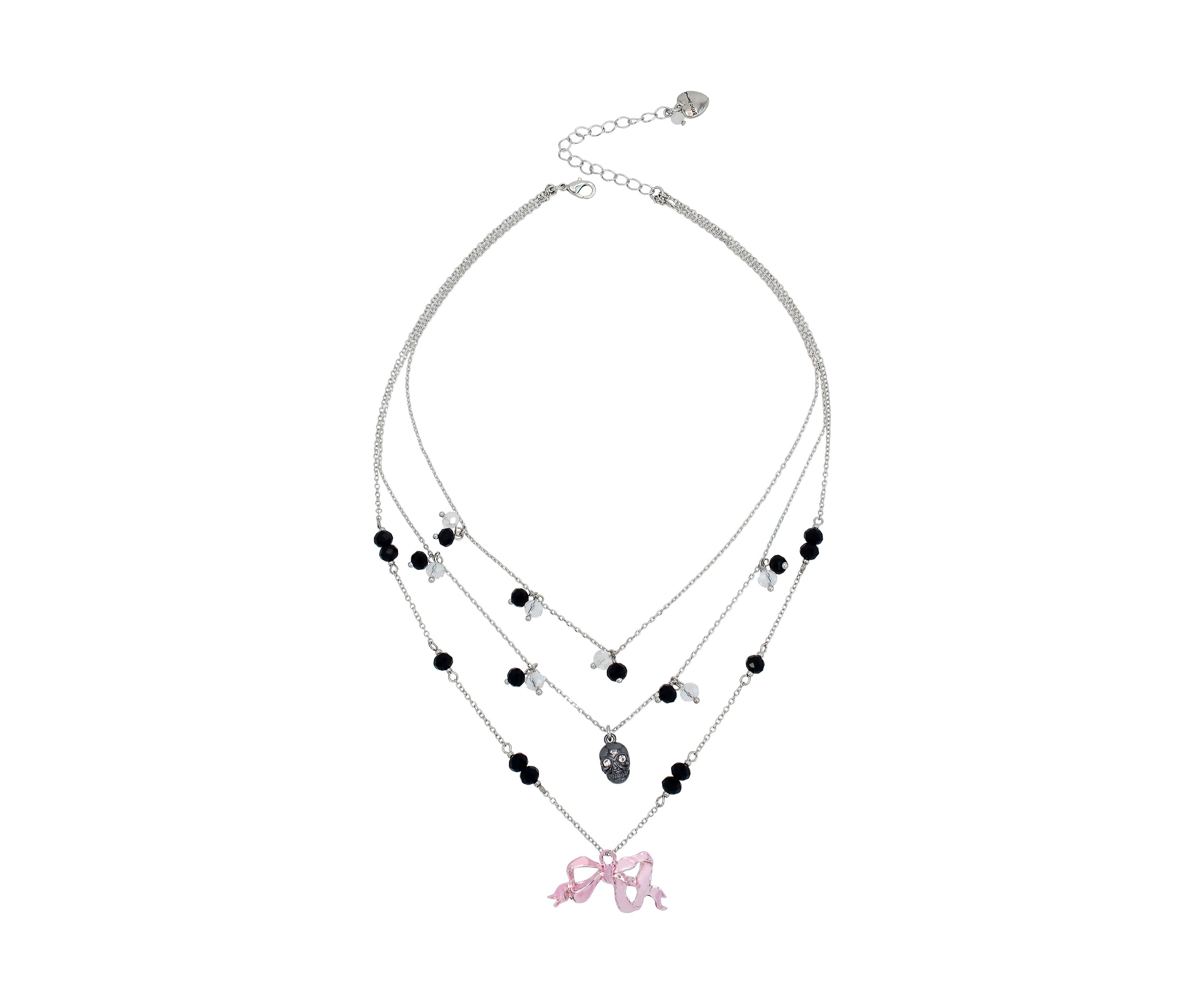 Bow & Skull Layered Illusion Necklace
