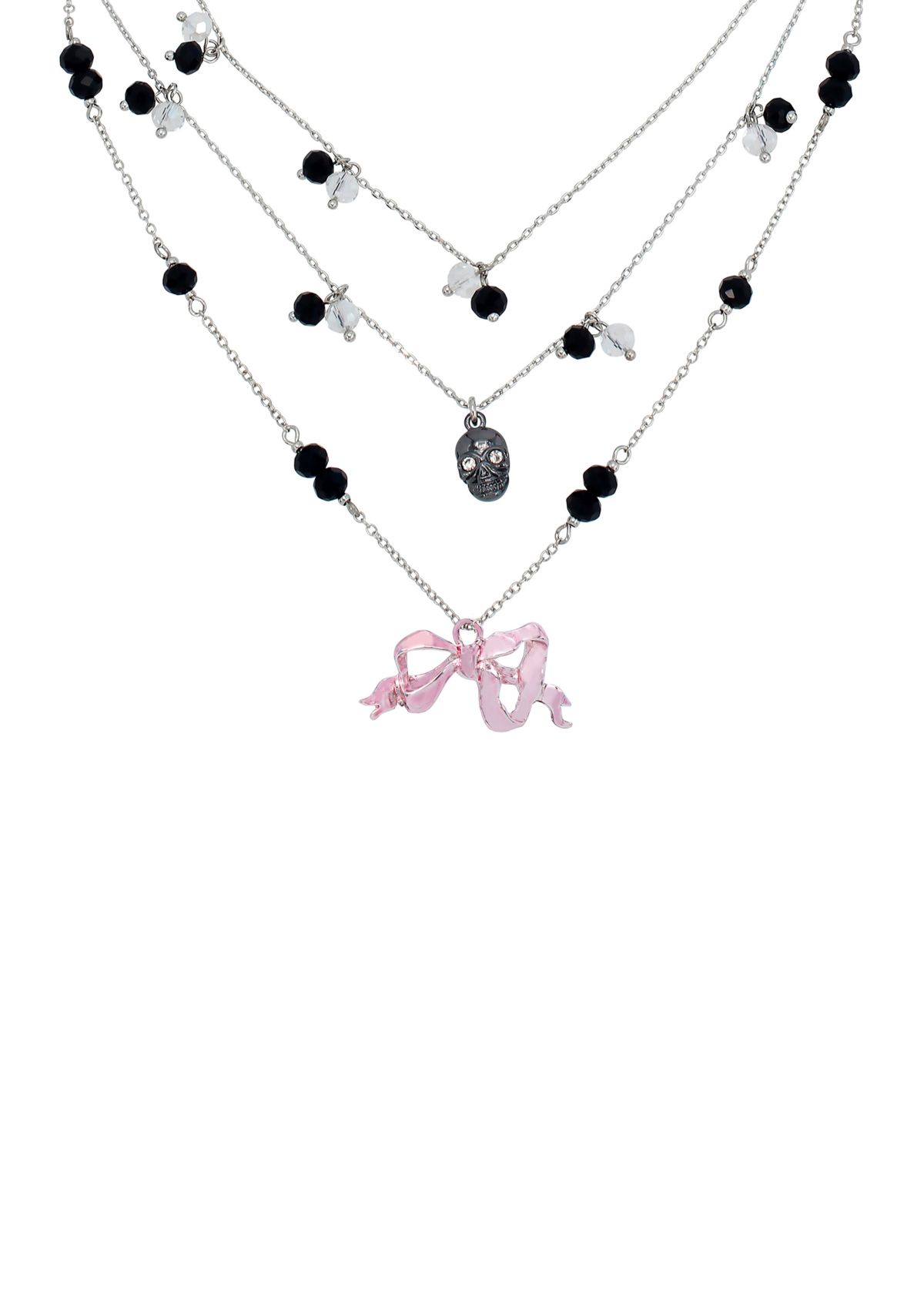 Bow & Skull Layered Illusion Necklace