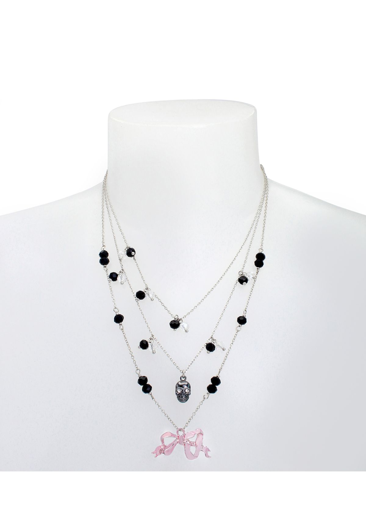 Bow & Skull Layered Illusion Necklace