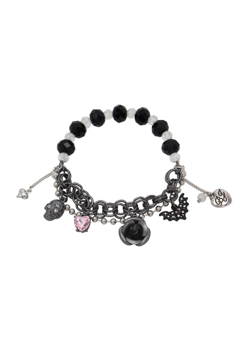 Skull Charm Stretch Bracelet