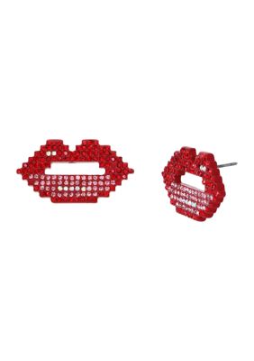Betsey Johnson Sweetheart Lips Stud Earrings, Red