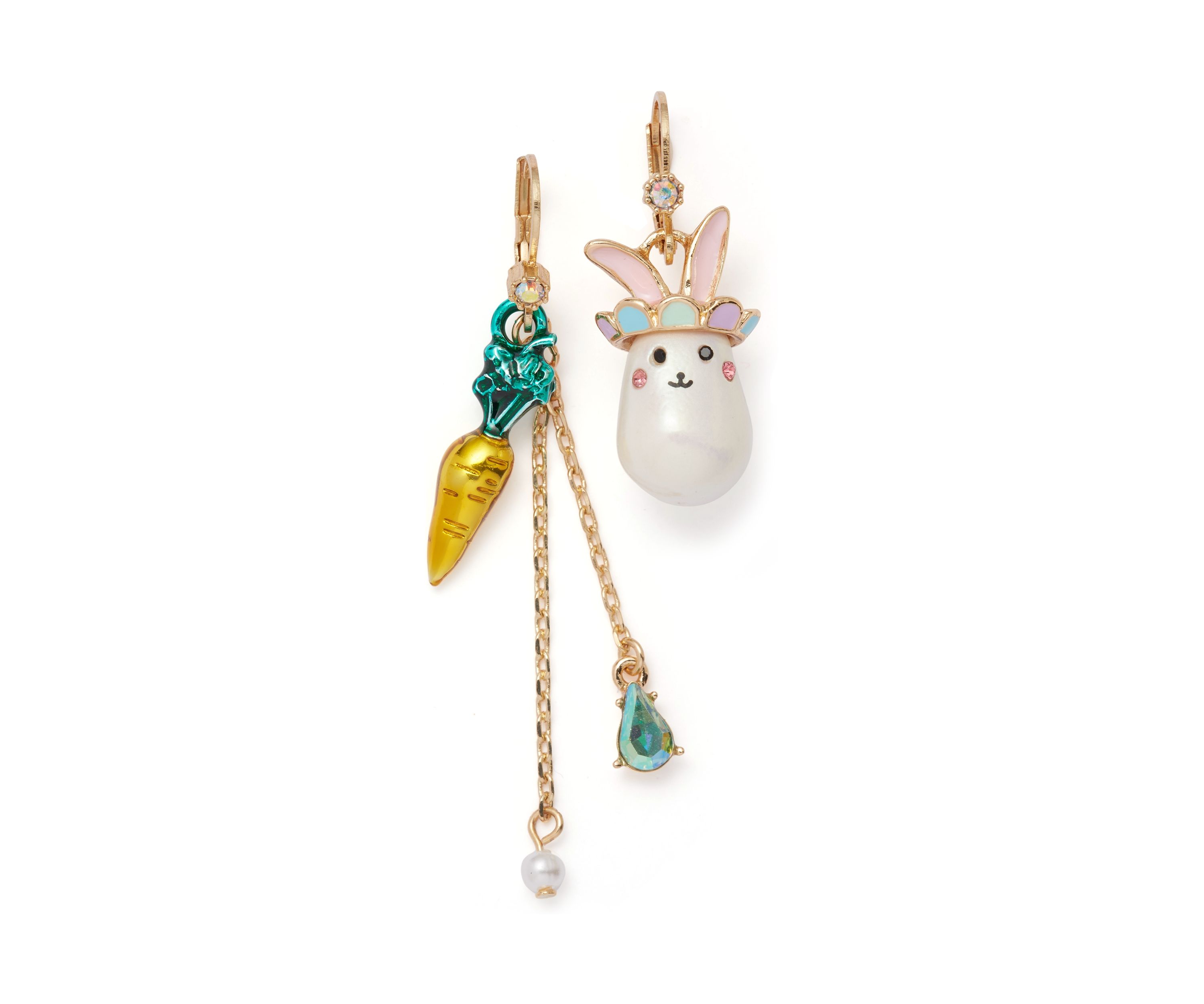 Pearl Critters Bunny & Carrot Mismatch Earrings