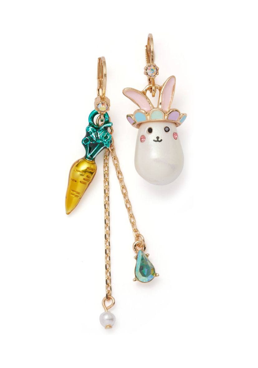 Pearl Critters Bunny & Carrot Mismatch Earrings