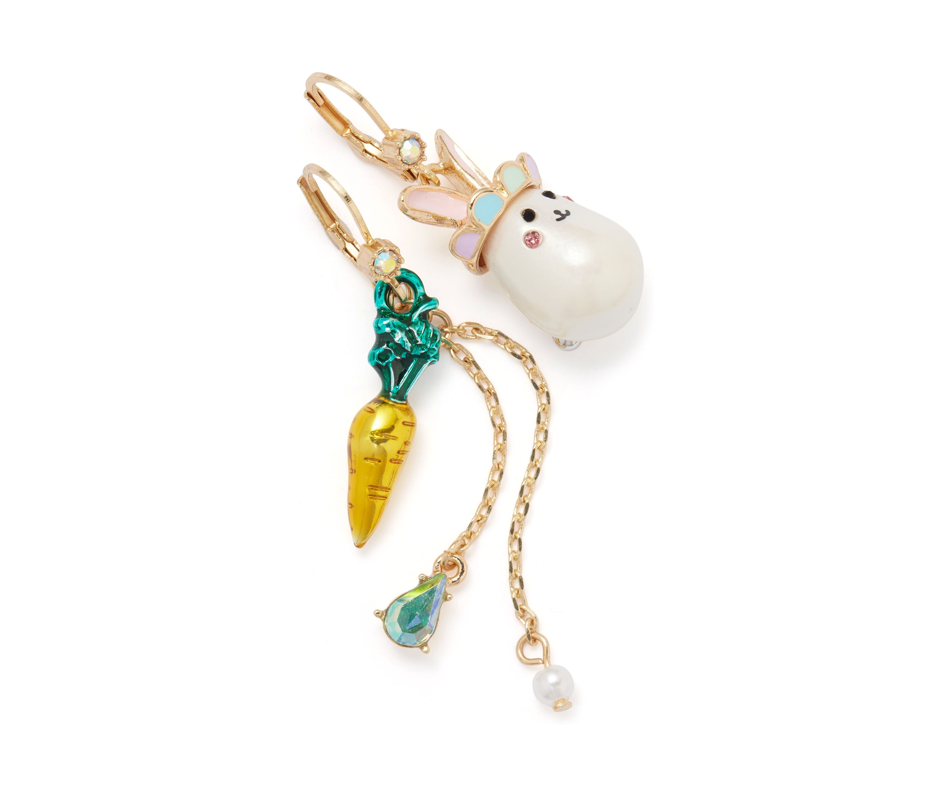 Pearl Critters Bunny & Carrot Mismatch Earrings
