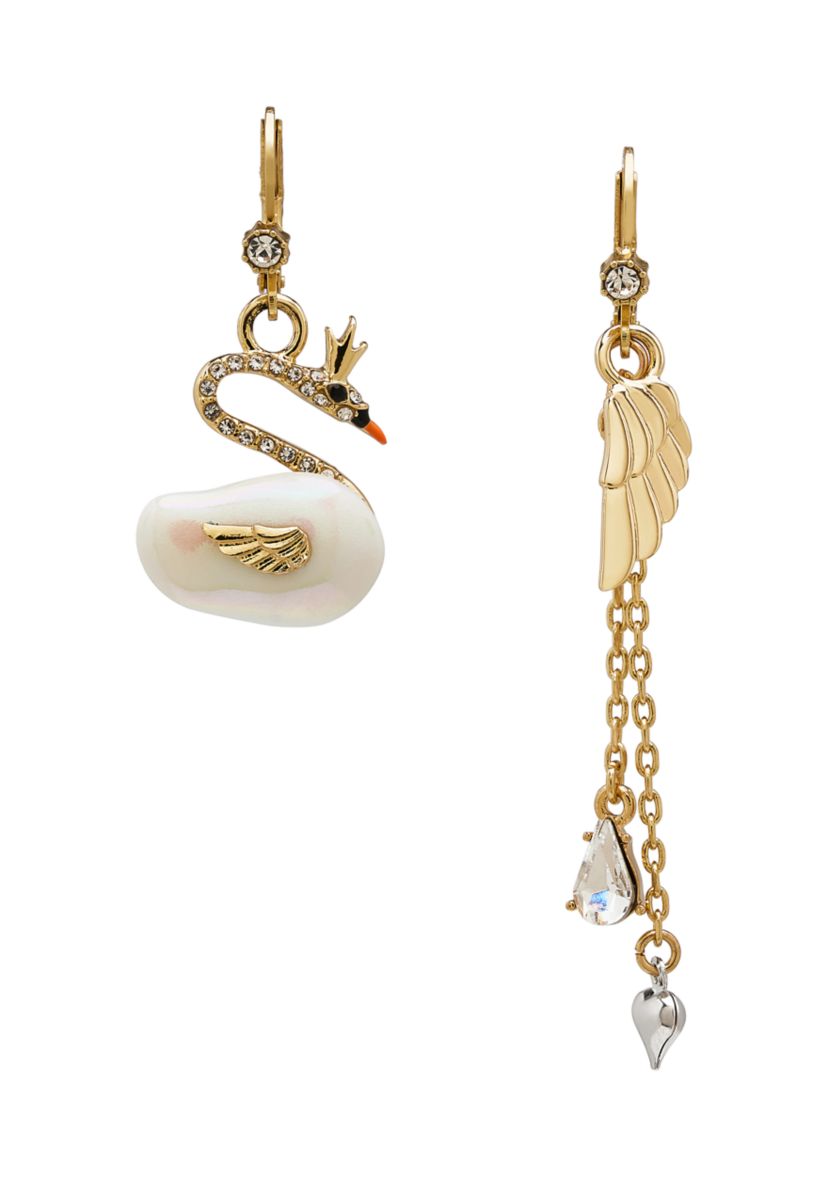Pearl Critters Swan & Wing Mismatch Earrings