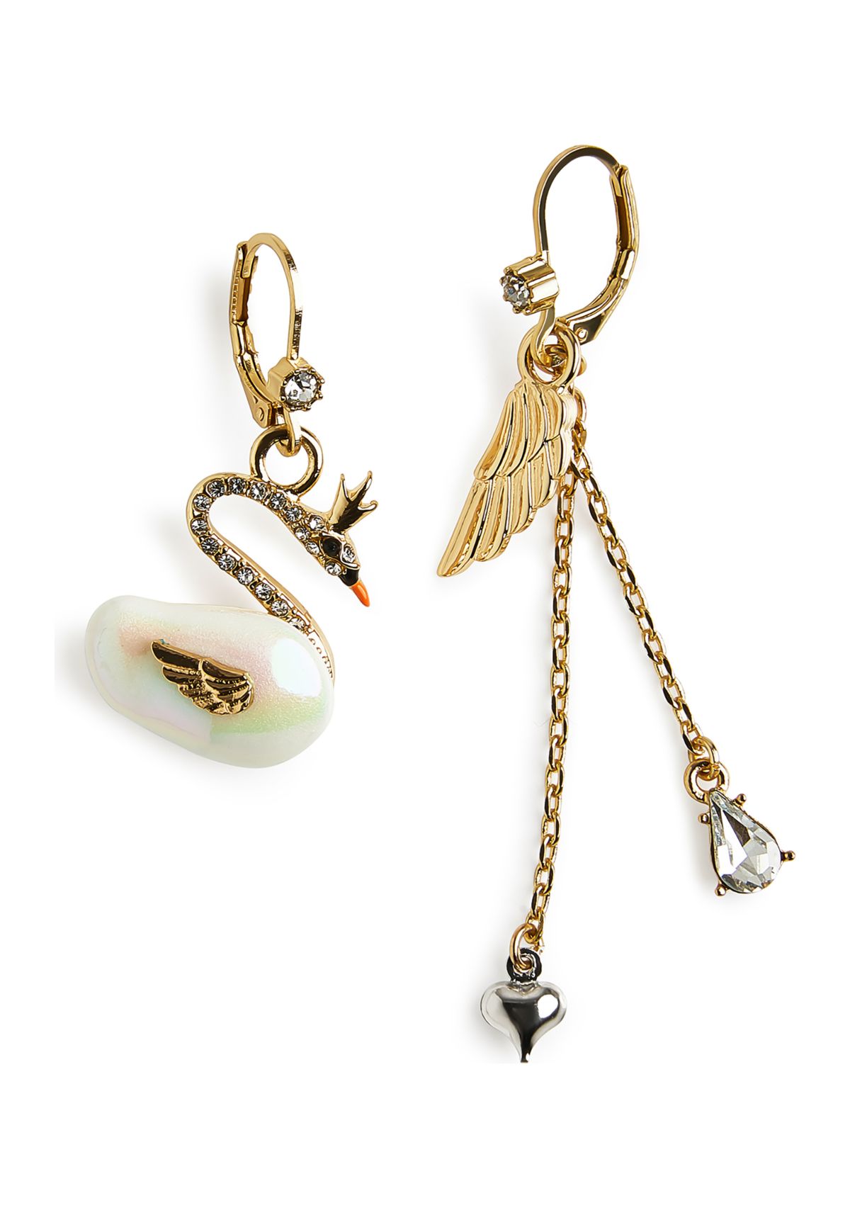 Pearl Critters Swan & Wing Mismatch Earrings