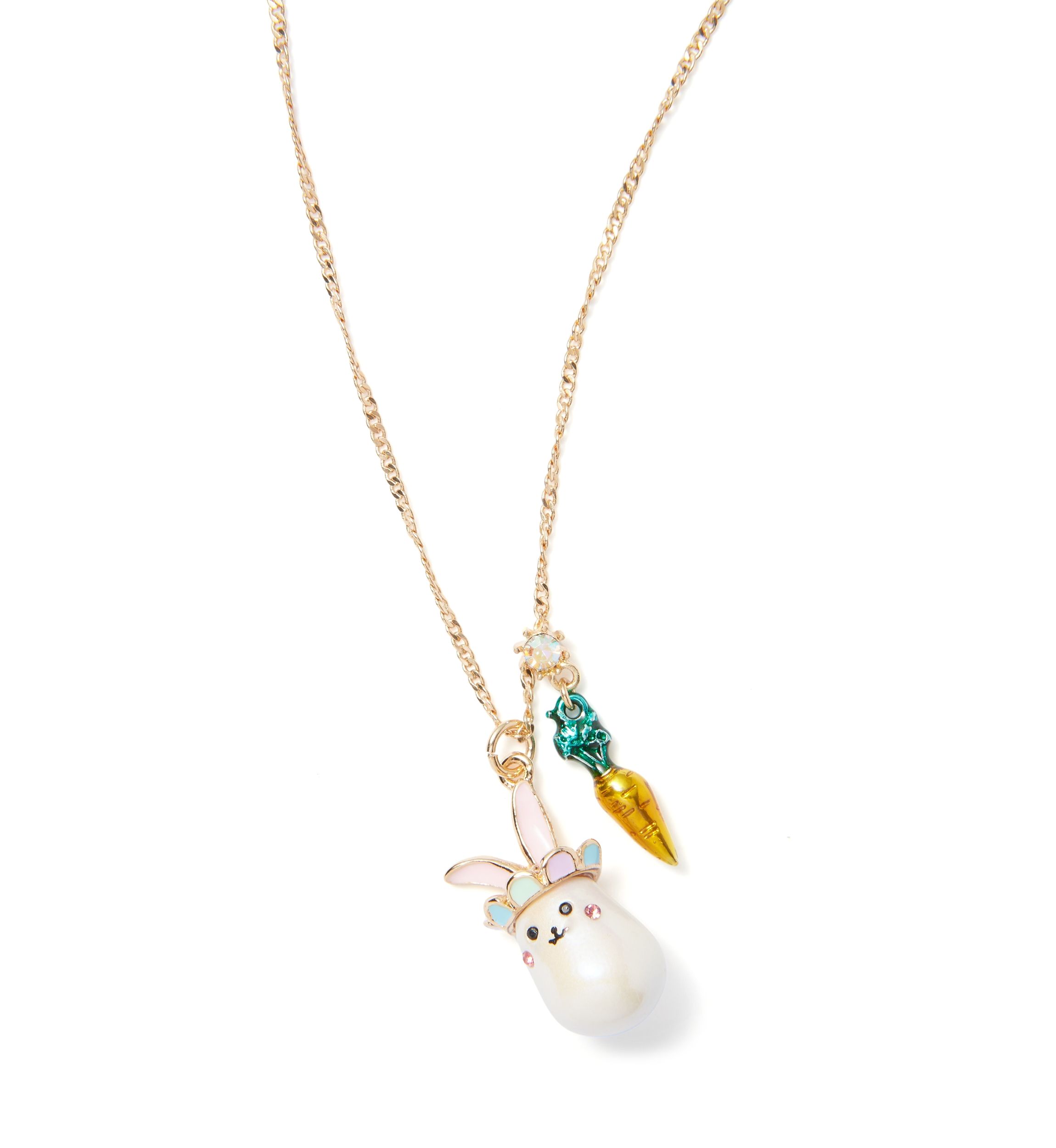 Pearl Critters Bunny Pendant Necklace