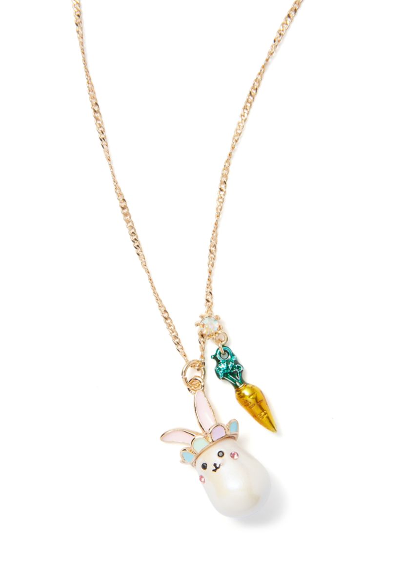Pearl Critters Bunny Pendant Necklace