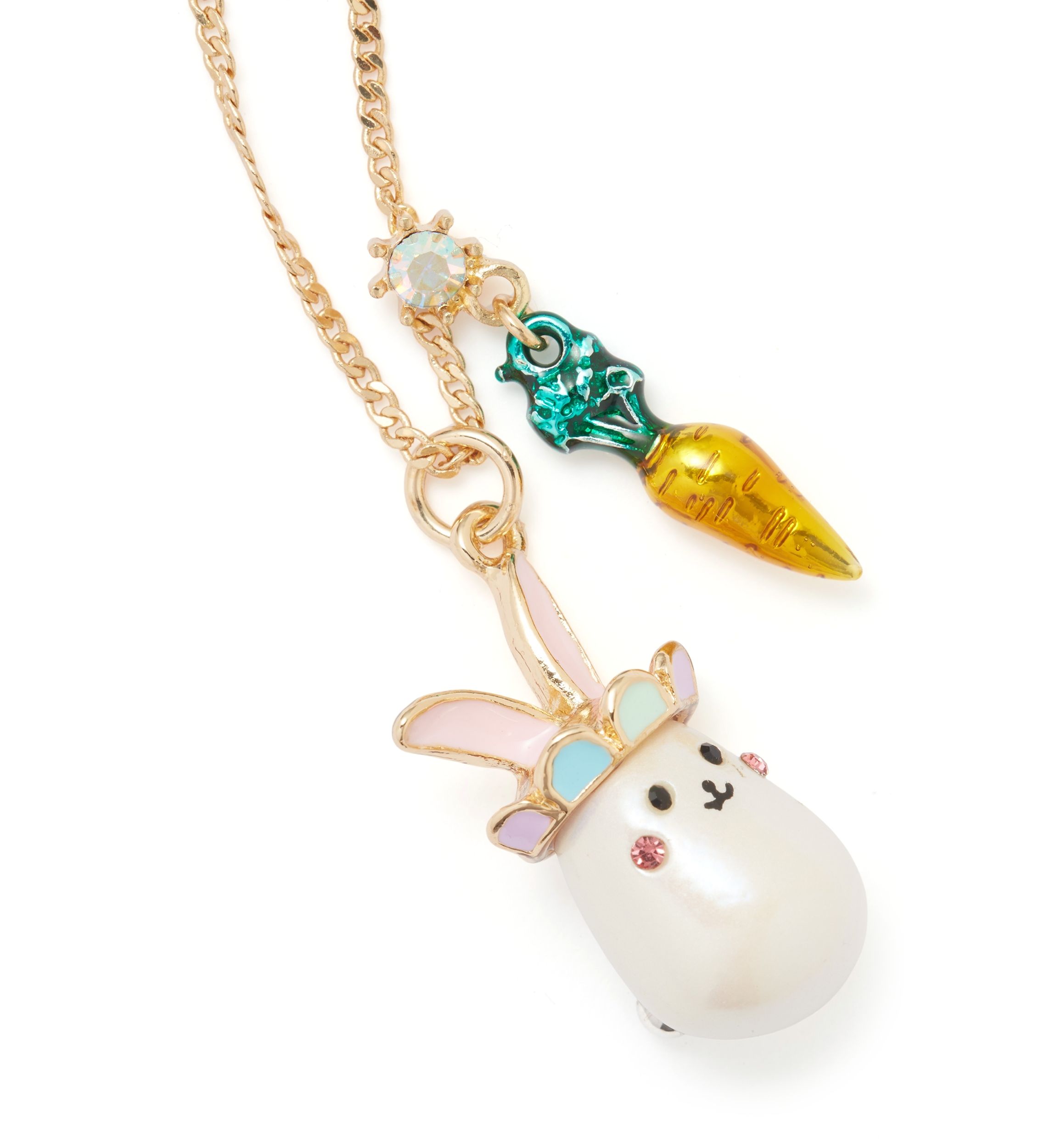Pearl Critters Bunny Pendant Necklace