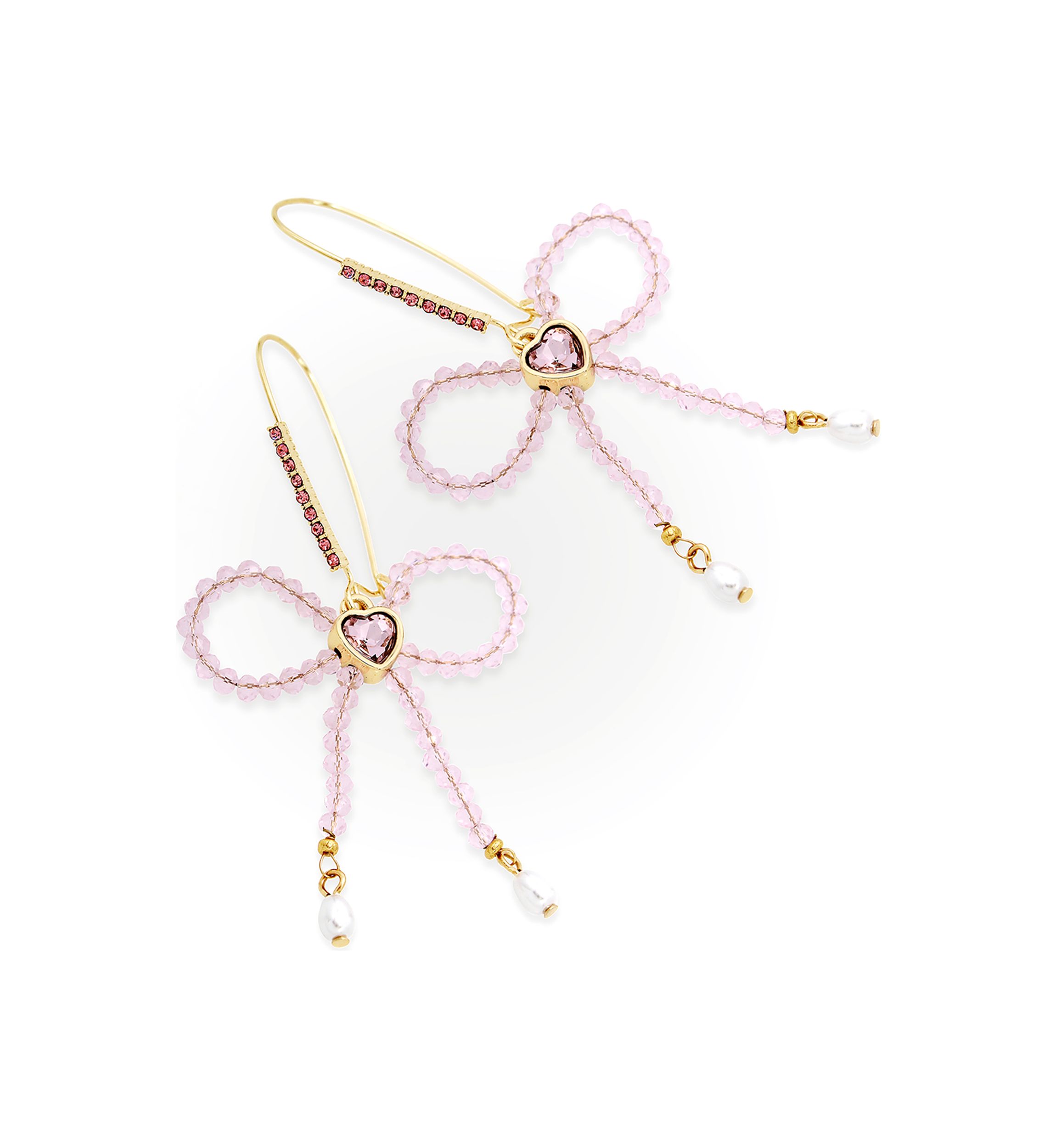 Sweetheart Beaded Bow Dangle Earrings