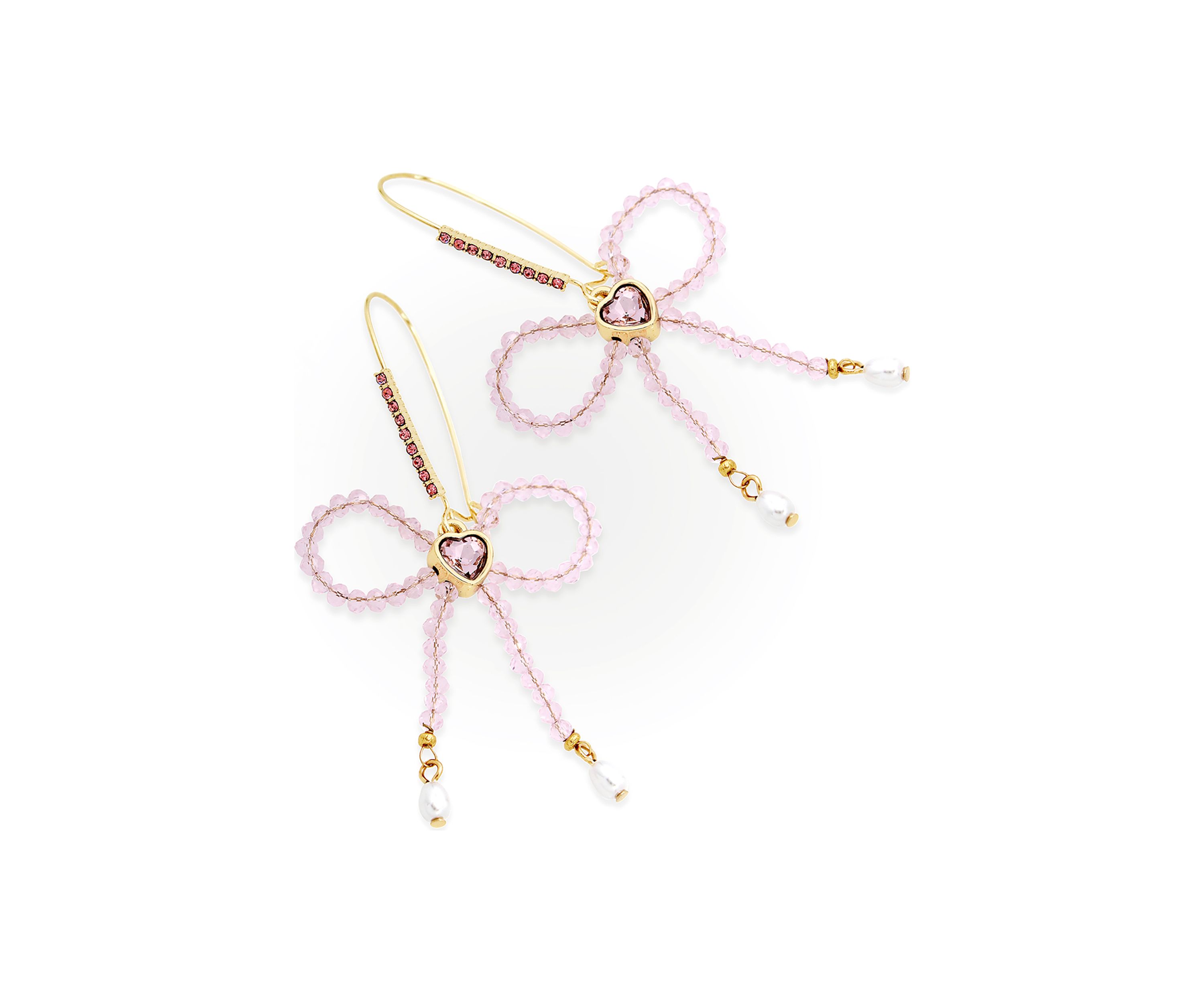 Sweetheart Beaded Bow Dangle Earrings