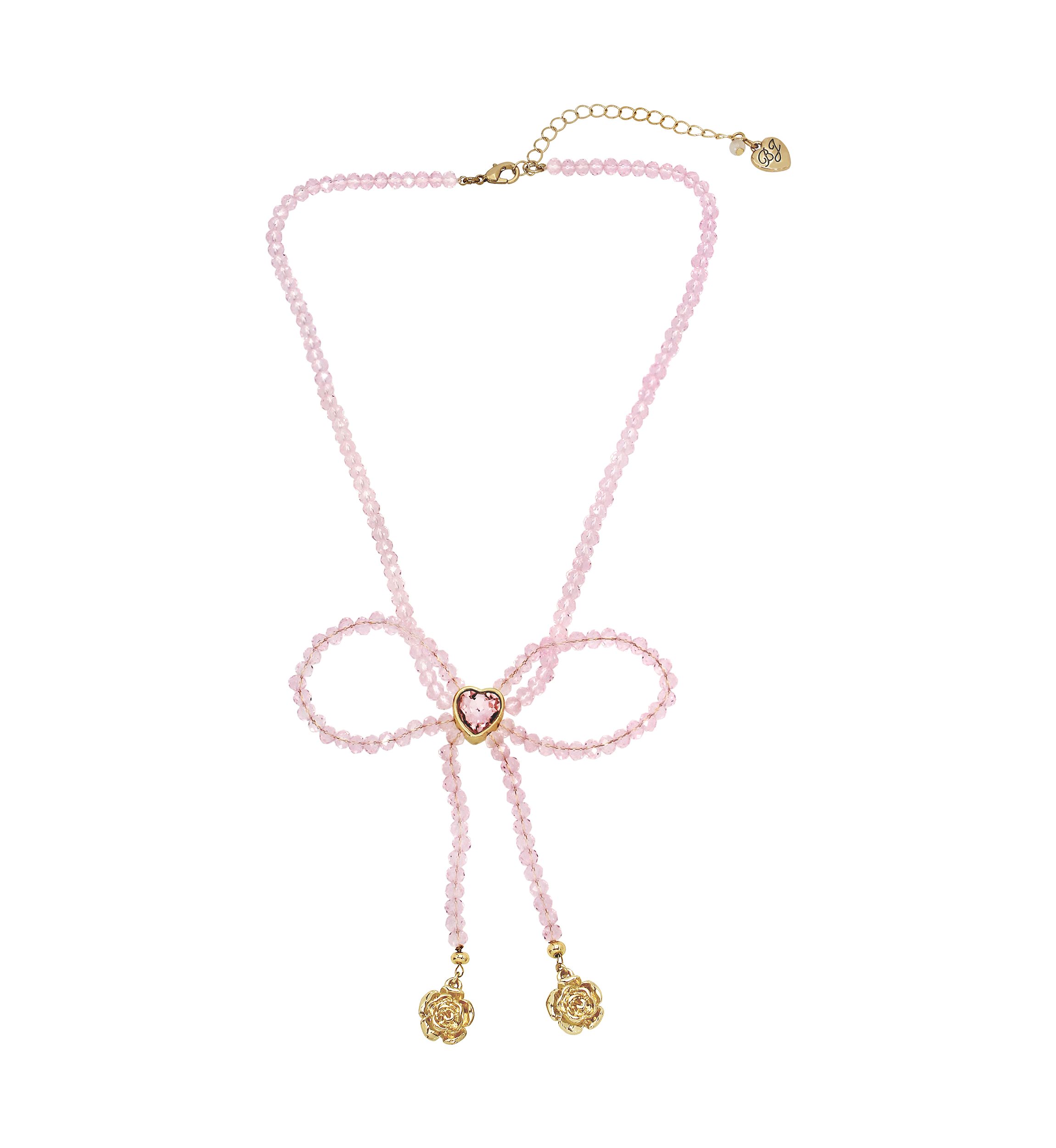 Sweetheart Beaded Bow Bib Necklace