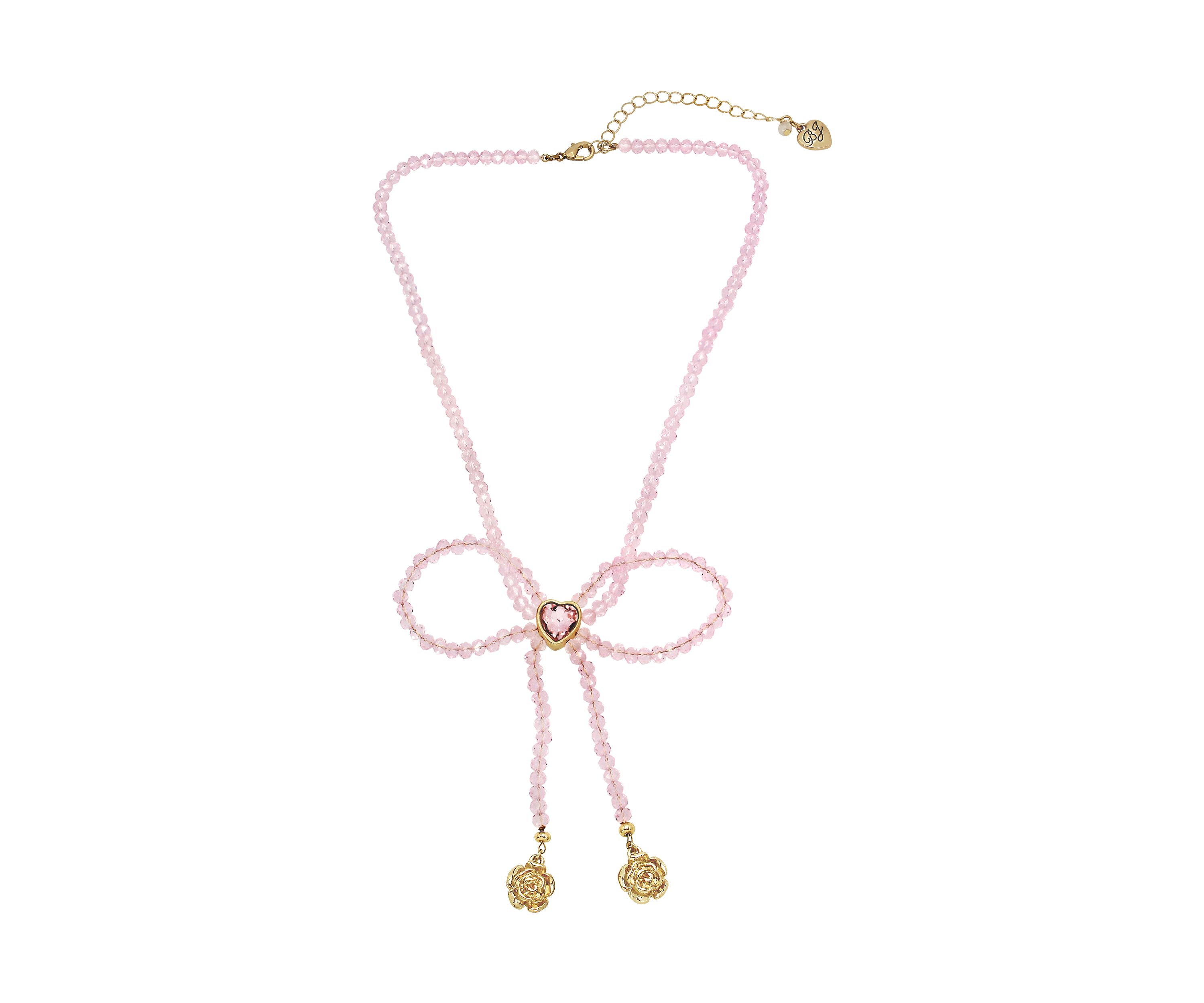 Sweetheart Beaded Bow Bib Necklace