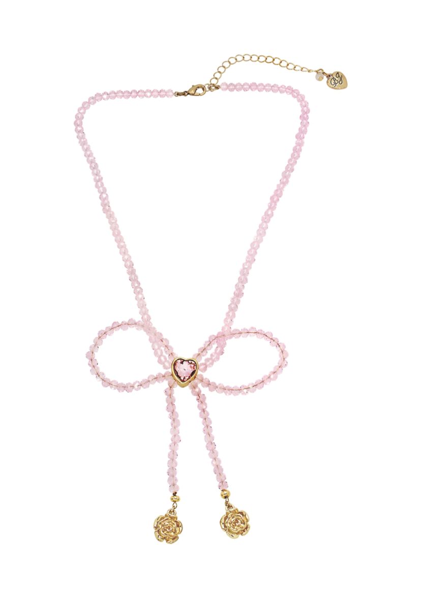Sweetheart Beaded Bow Bib Necklace