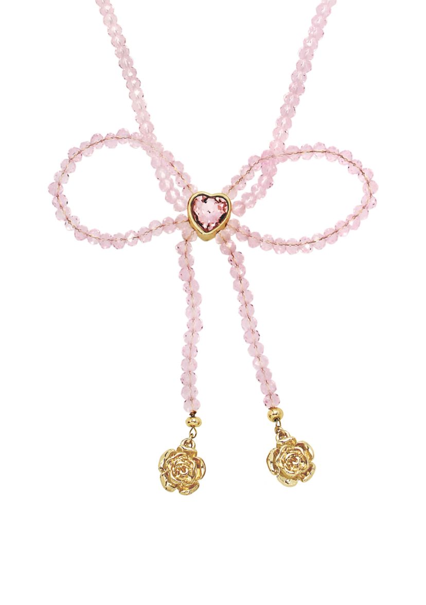 Sweetheart Beaded Bow Bib Necklace