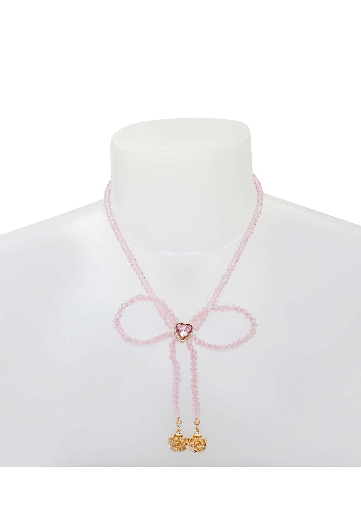 Sweetheart Beaded Bow Bib Necklace