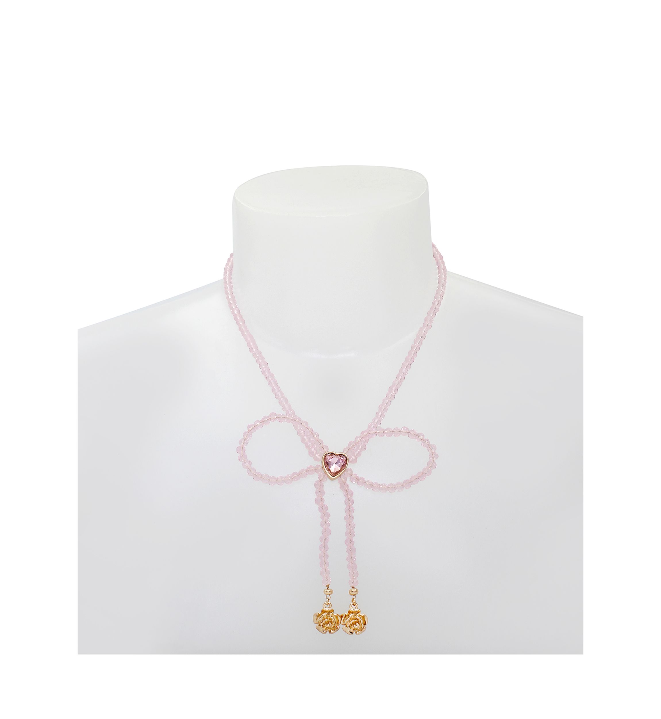 Sweetheart Beaded Bow Bib Necklace