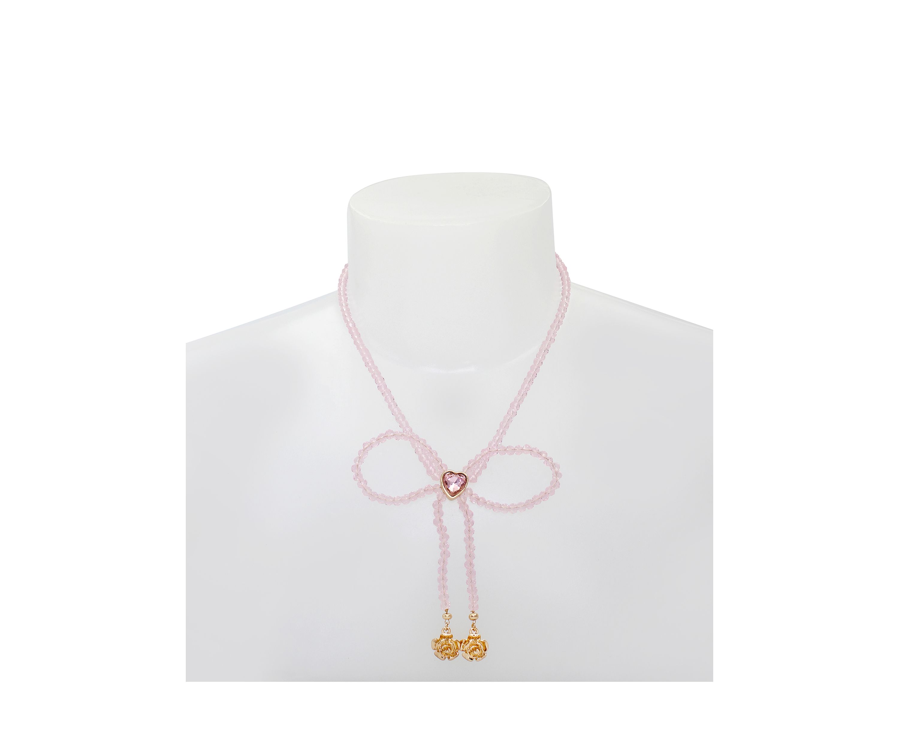 Sweetheart Beaded Bow Bib Necklace
