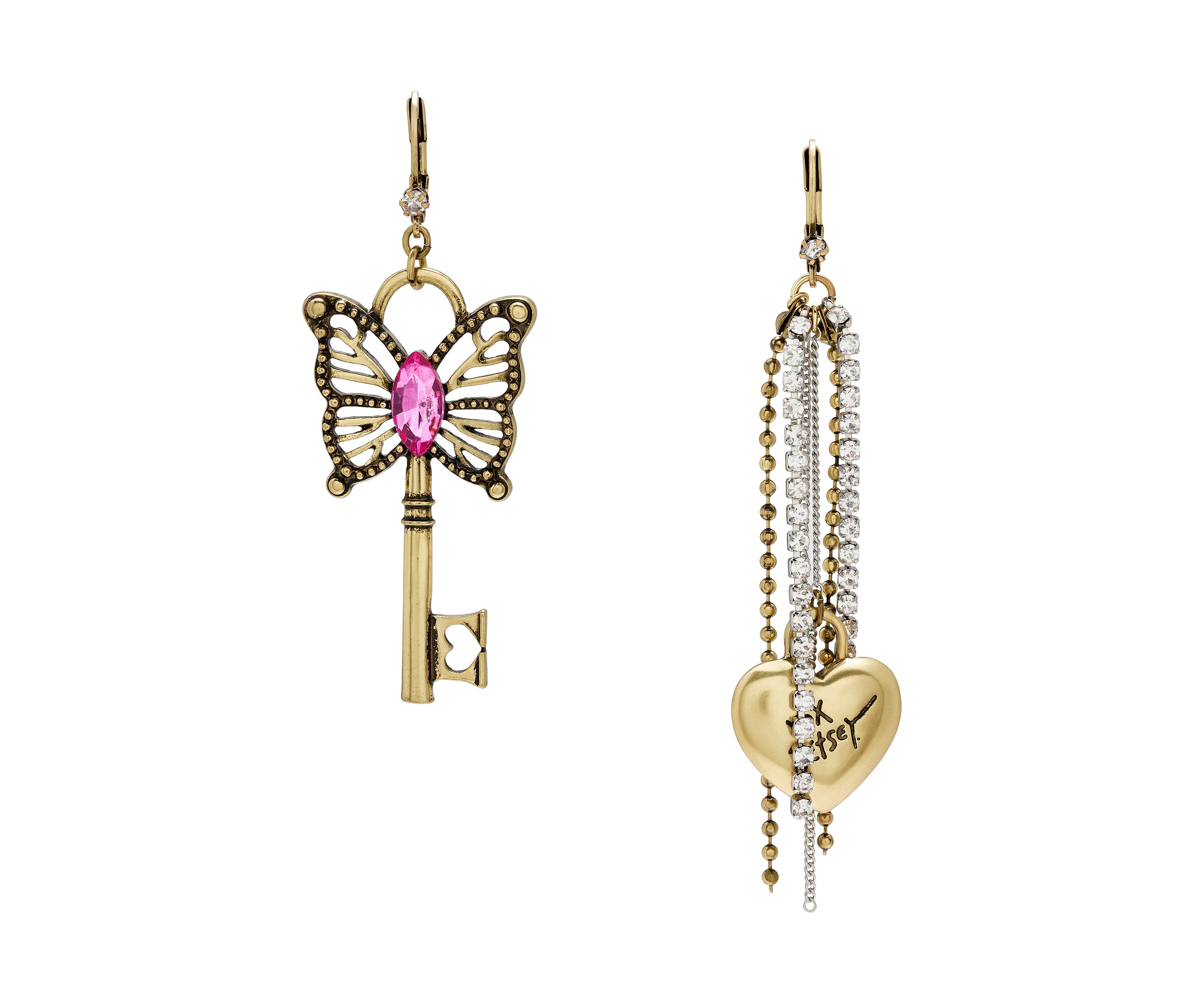 Boho Butterfly Lock & Key Earrings