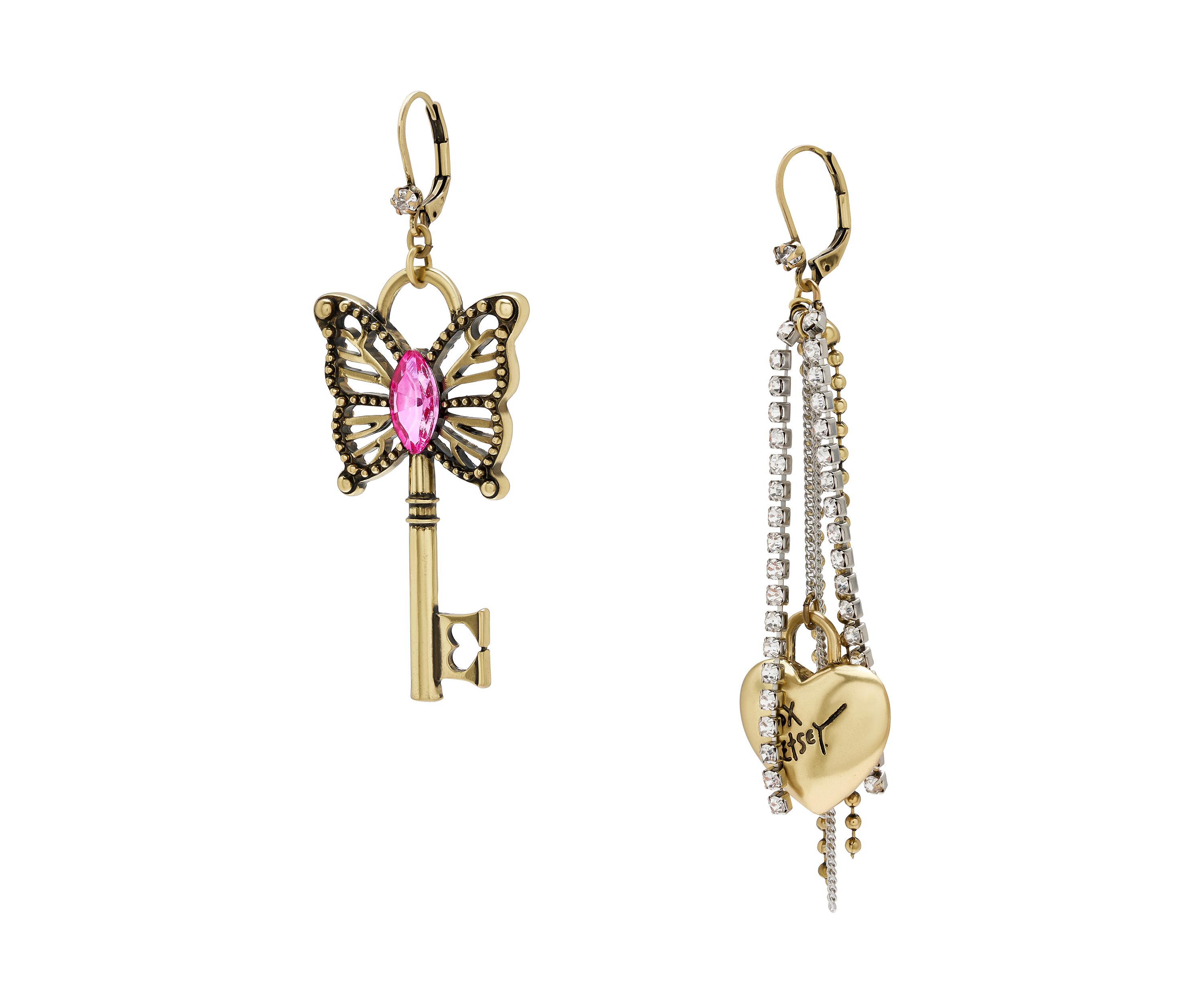 Boho Butterfly Lock & Key Earrings