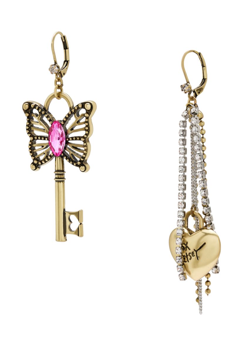 Boho Butterfly Lock & Key Earrings