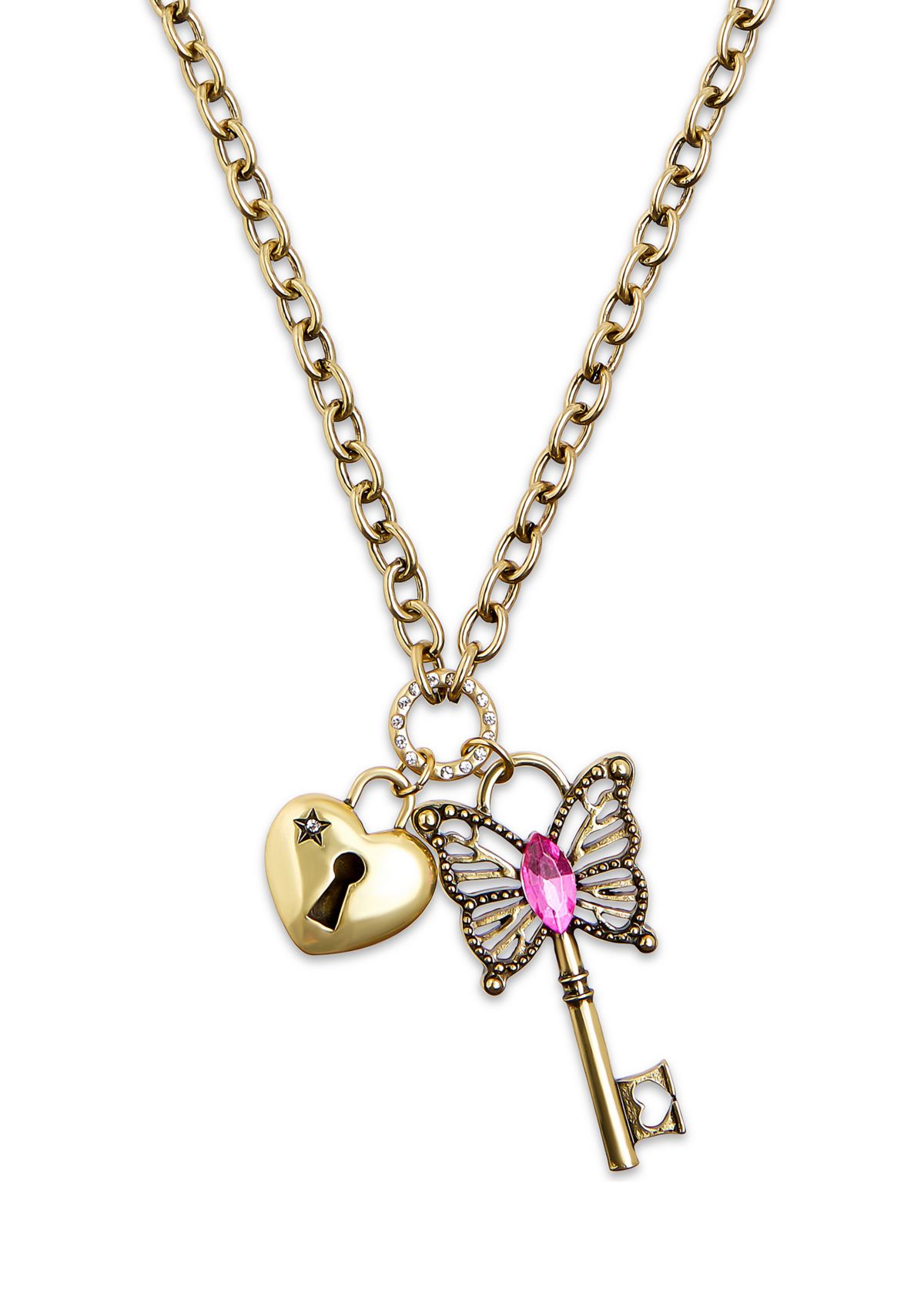Boho Butterfly Key Charm Pendant Necklace