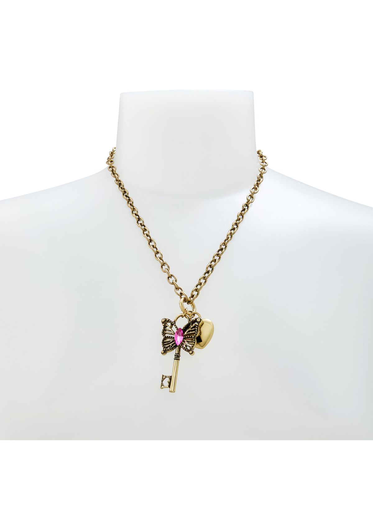 Boho Butterfly Key Charm Pendant Necklace