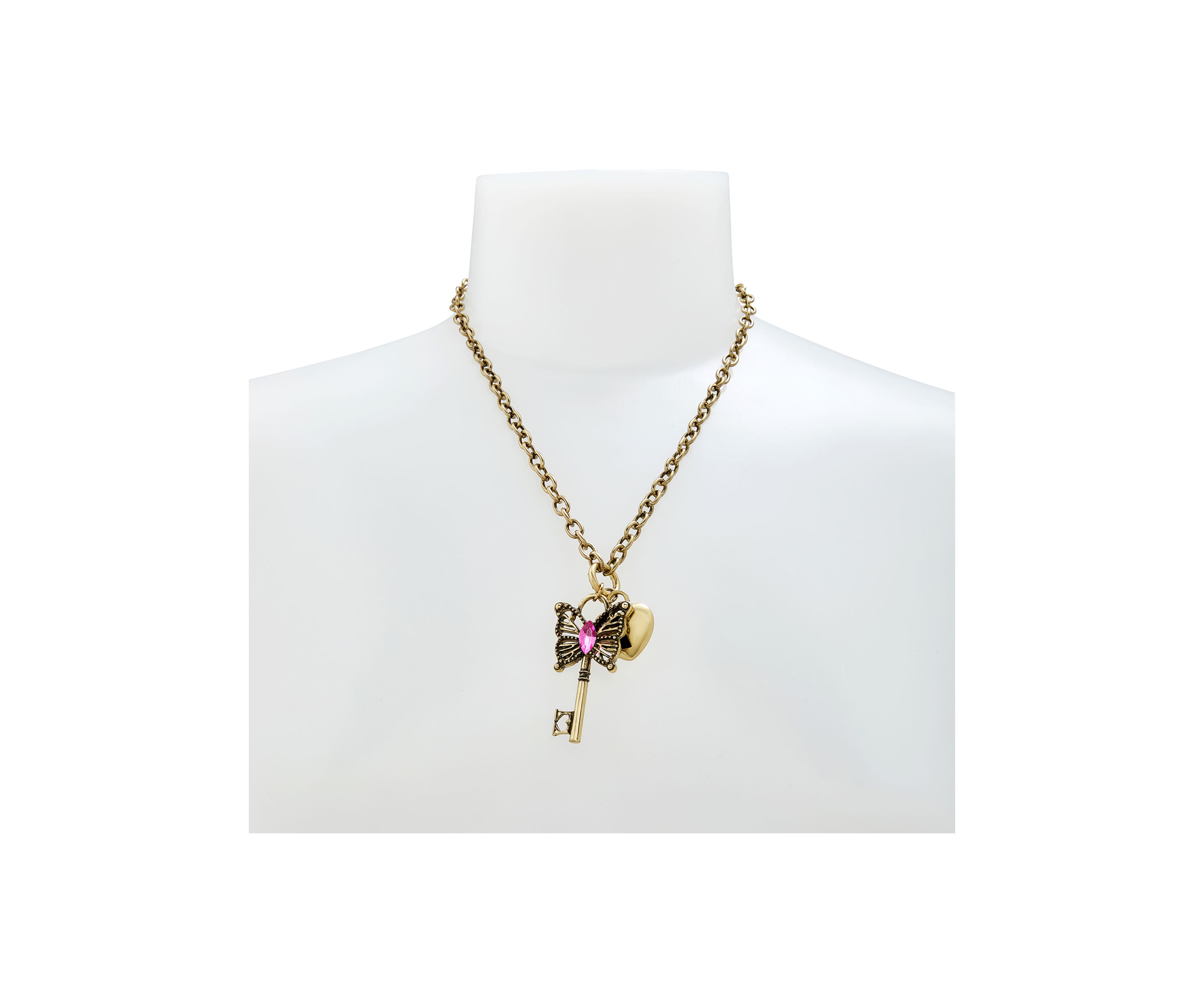 Boho Butterfly Key Charm Pendant Necklace